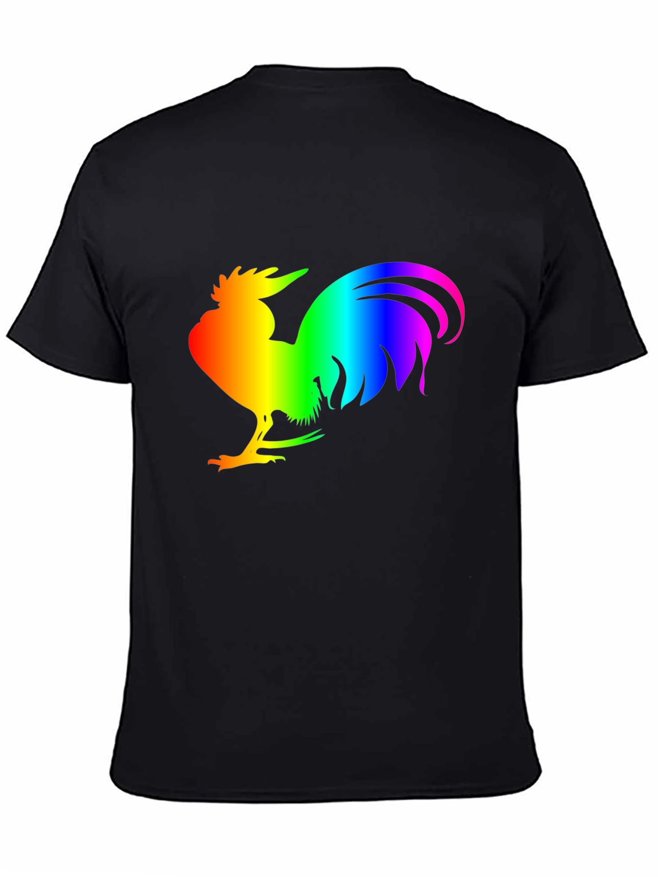 Black Rainbow Rooster Graphic Tee - Black Cotton Comfort view 4