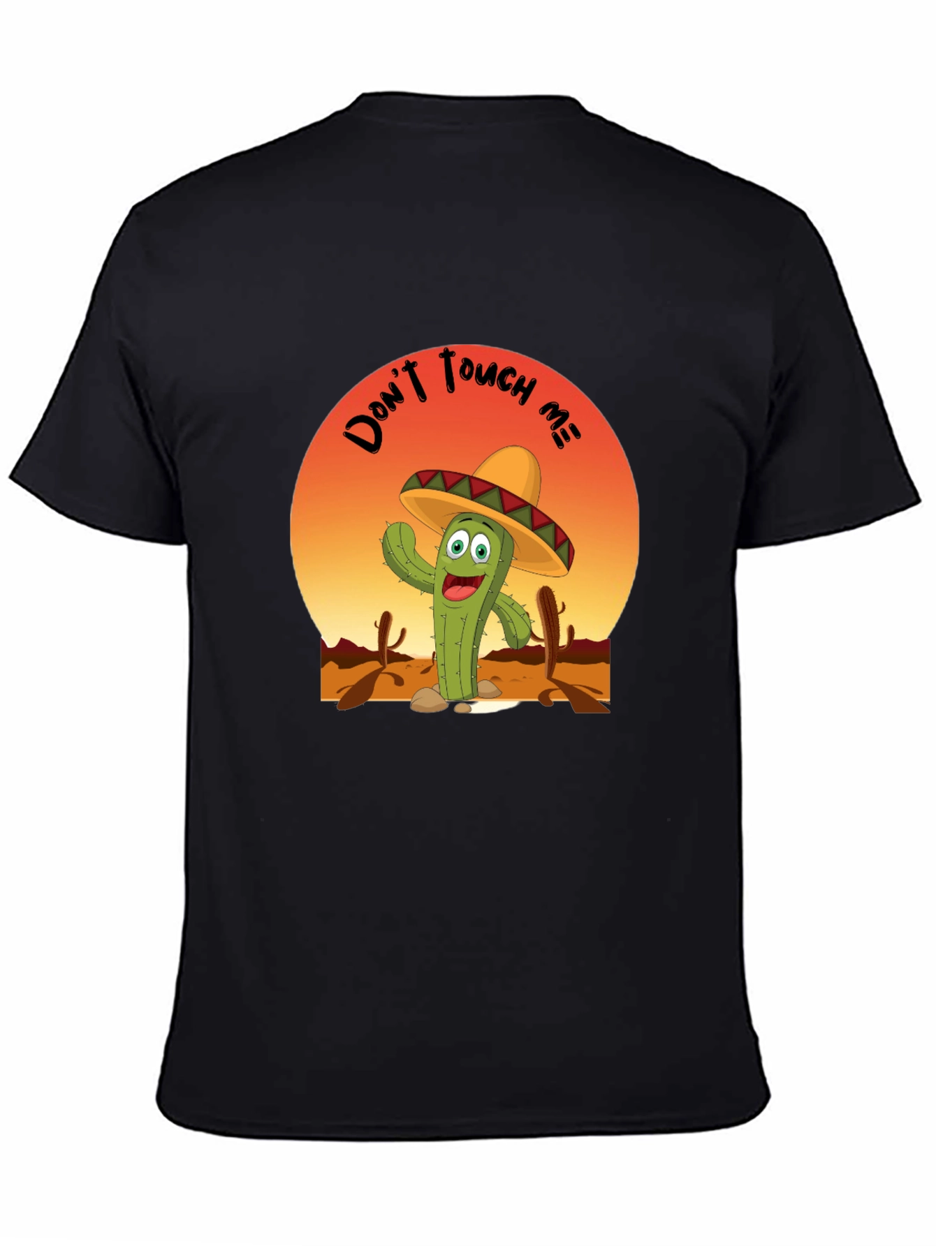 Black Funny Cactus 'Don't Touch Me' T-Shirt view 4