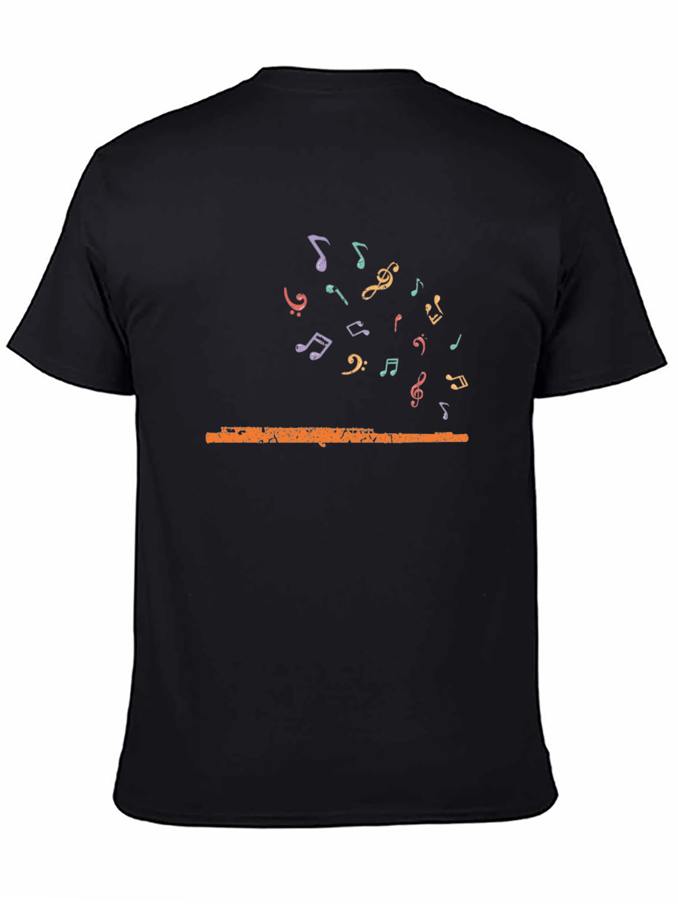 Black Musical Flute Graphic Tee - Unisex Black T-Shirt view 4