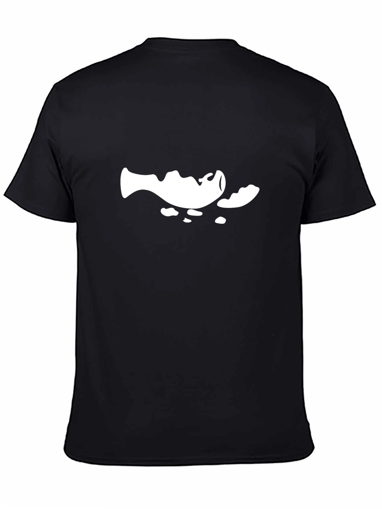 Black Black T-Shirt with Artistic Fish Design view 4