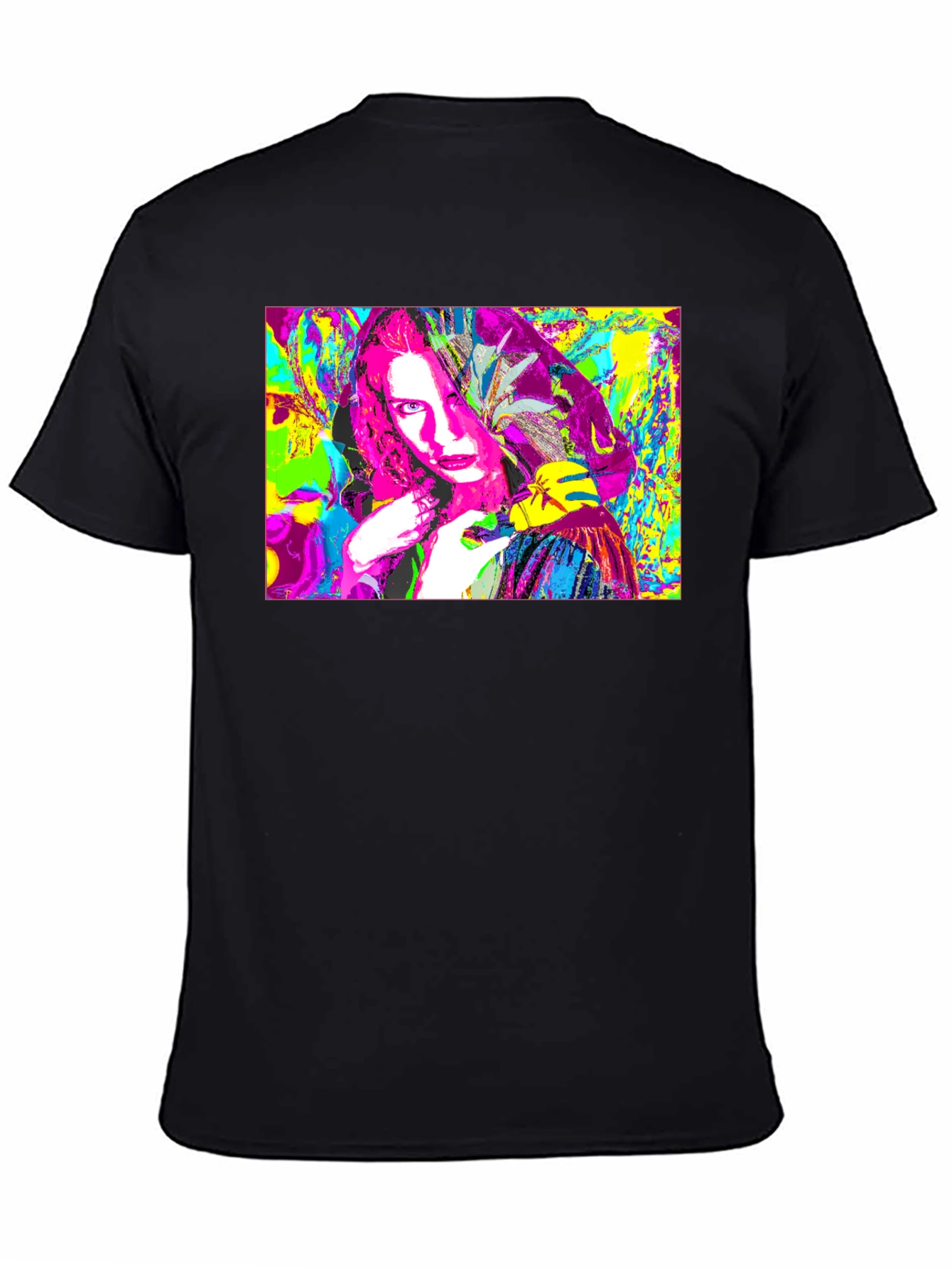Black Abstract Pop Art Graphic Tee - Black Unisex T-Shirt view 4