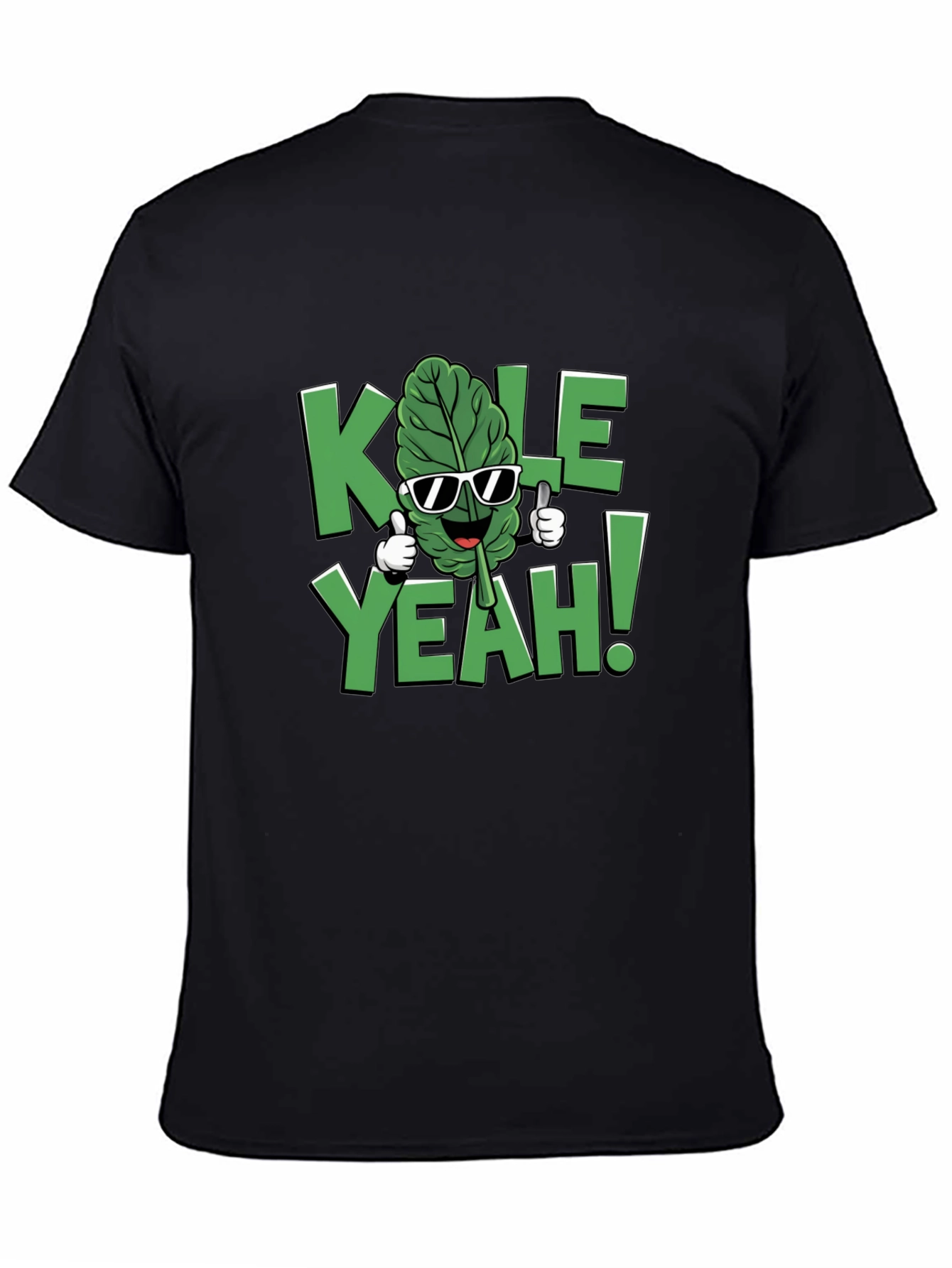 Black KALE YEAH! Graphic T-Shirt - Funny Vegan Tee view 4