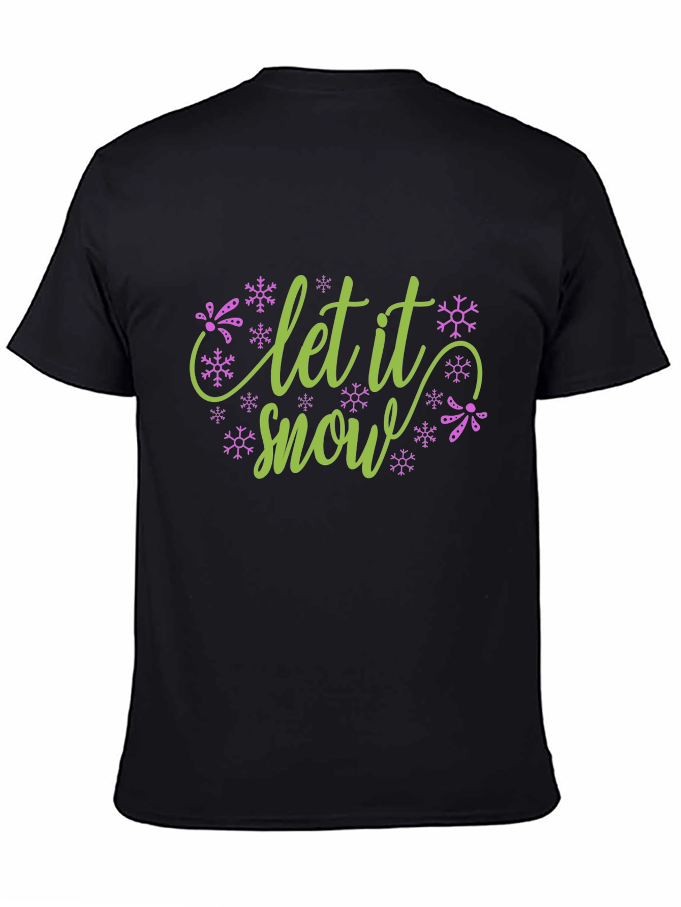 Black Let It Snow Graphic Tee - Winter Holiday Shirt view 4