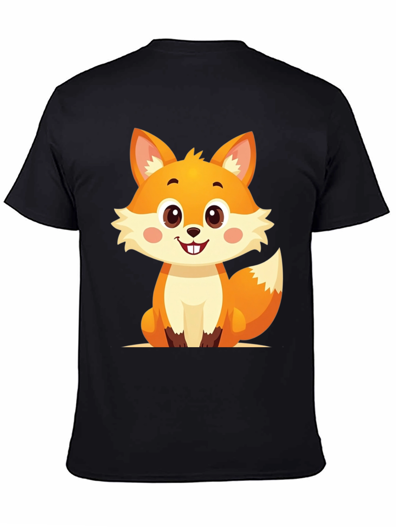 Black Cute Cartoon Fox Graphic Tee view 4