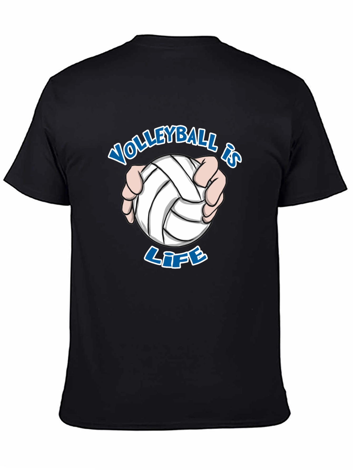 Black Volleyball is Life T-Shirt - Black Cotton Tee view 4