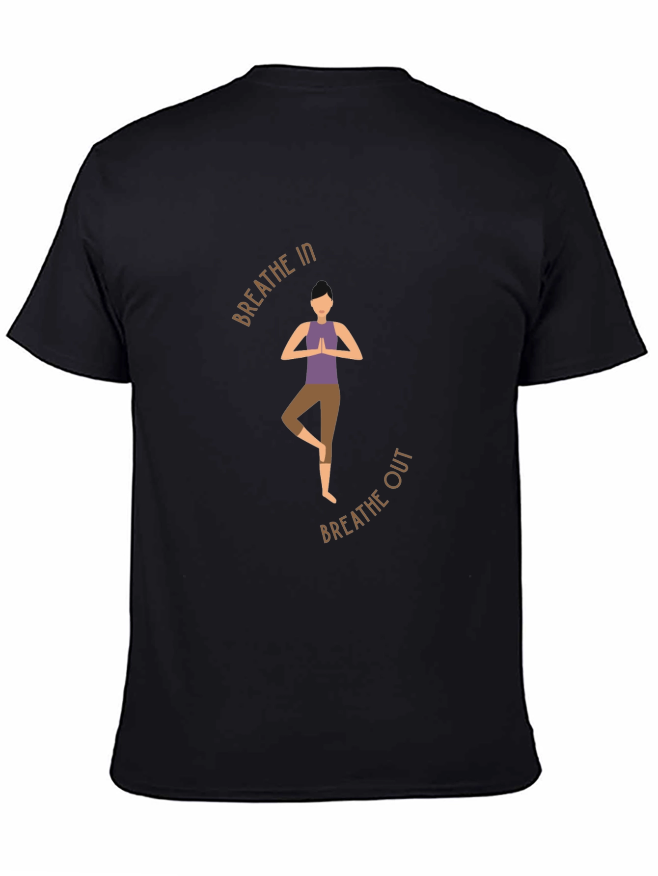 Black Breathe In, Breathe Out Yoga Graphic Black T-Shirt view 4
