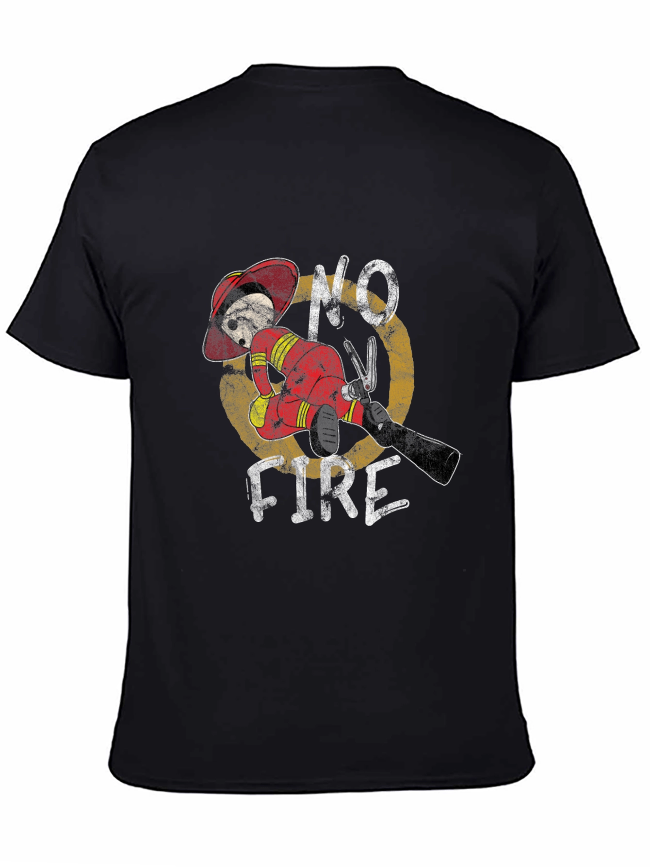 Black No Fire Graphic Tee - Firefighter Humor T-Shirt view 4