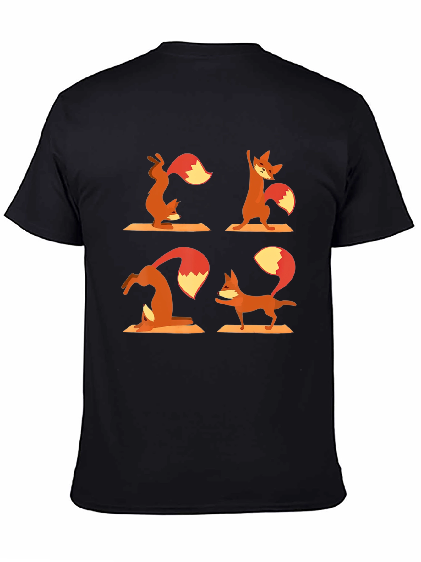 Black Yoga Fox T-Shirt - Black Cotton Graphic Tee view 4