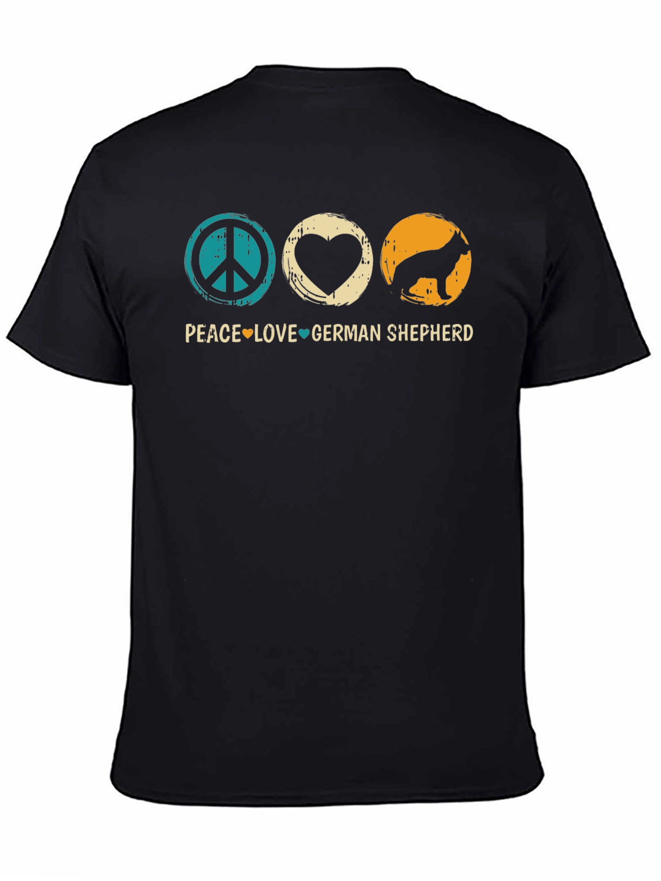 Black Peace Love German Shepherd T-Shirt view 4