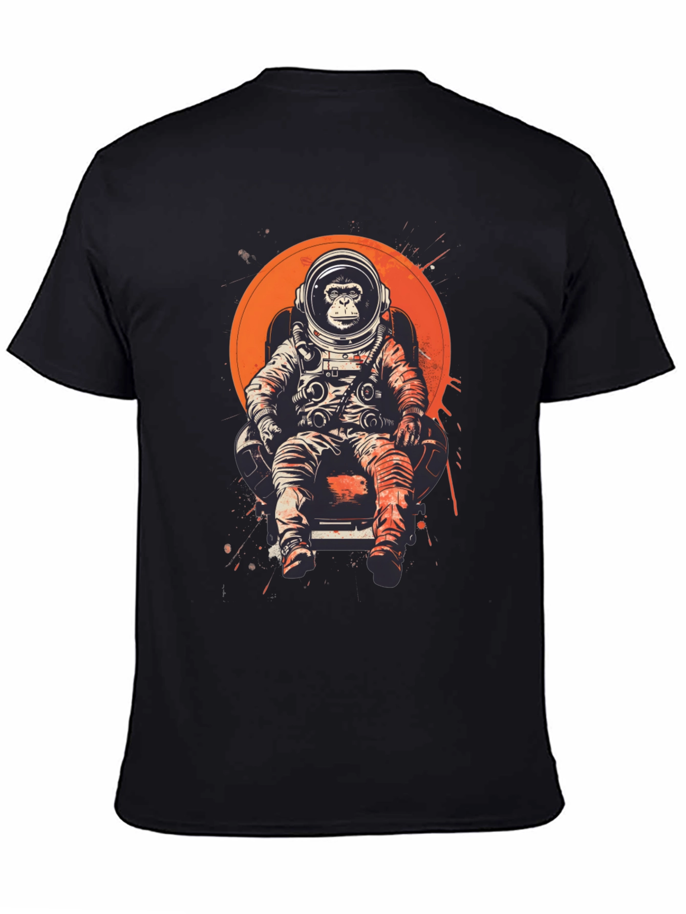 Black Astronaut Monkey T-Shirt - Space Chimpanzee Tee view 4