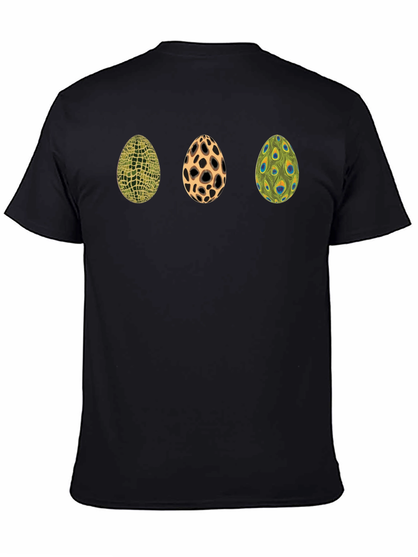 Black Novelty Egg Pattern Graphic T-Shirt view 4