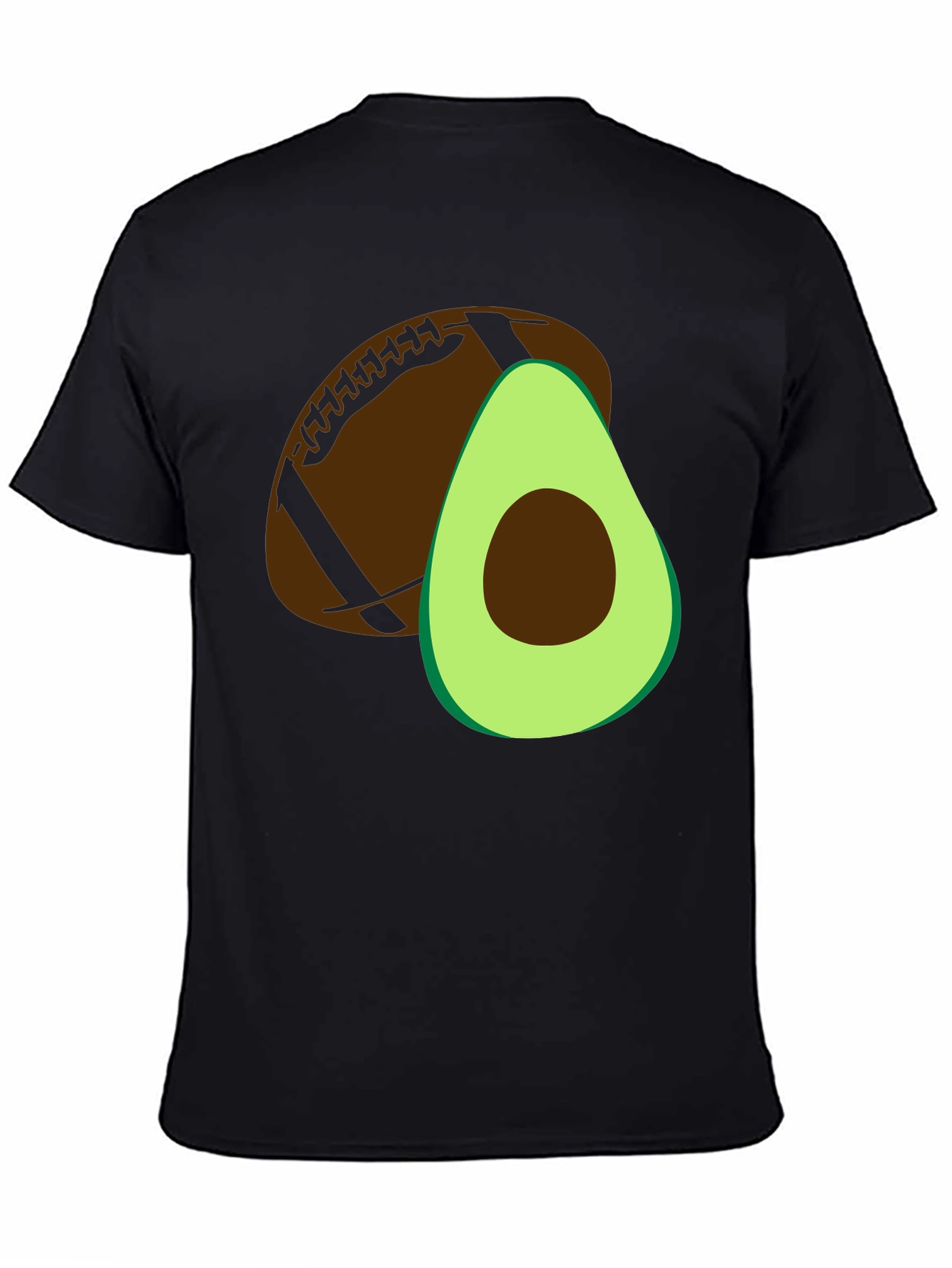 Black Avocado Football Graphic Tee - Casual Mens T-Shirt view 4