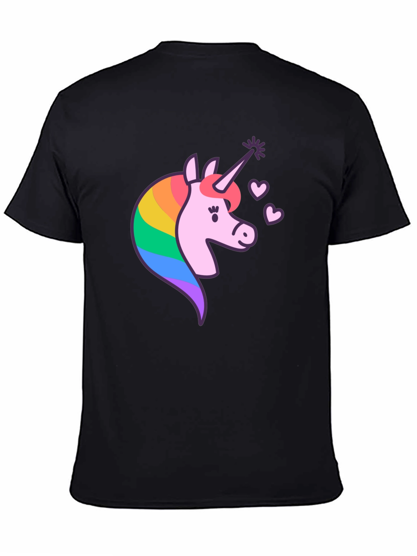 Black Unicorn Graphic T-Shirt - Magical Rainbow Design view 4