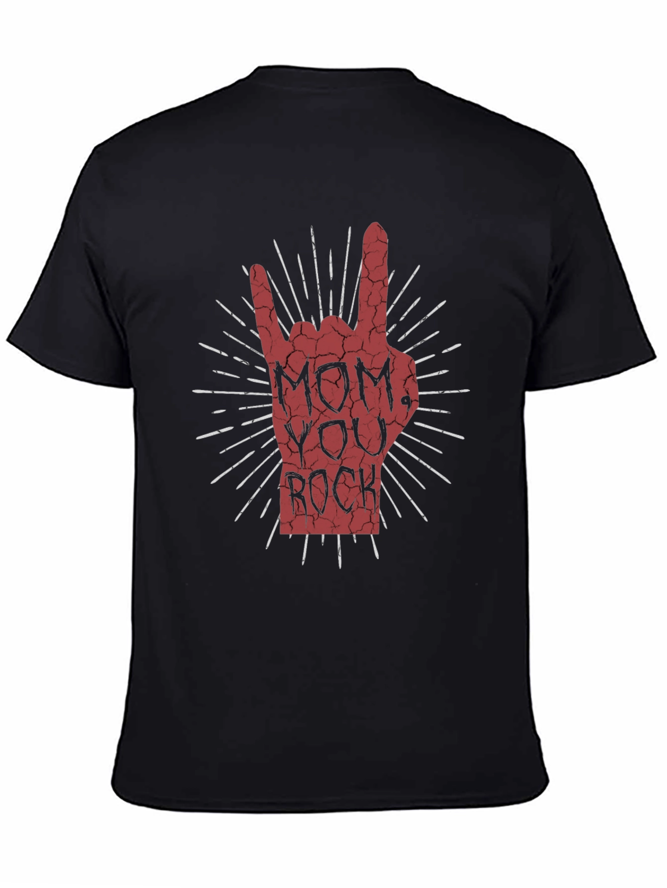Black Mom You Rock Graphic T-Shirt - Black Crew Neck Tee view 4