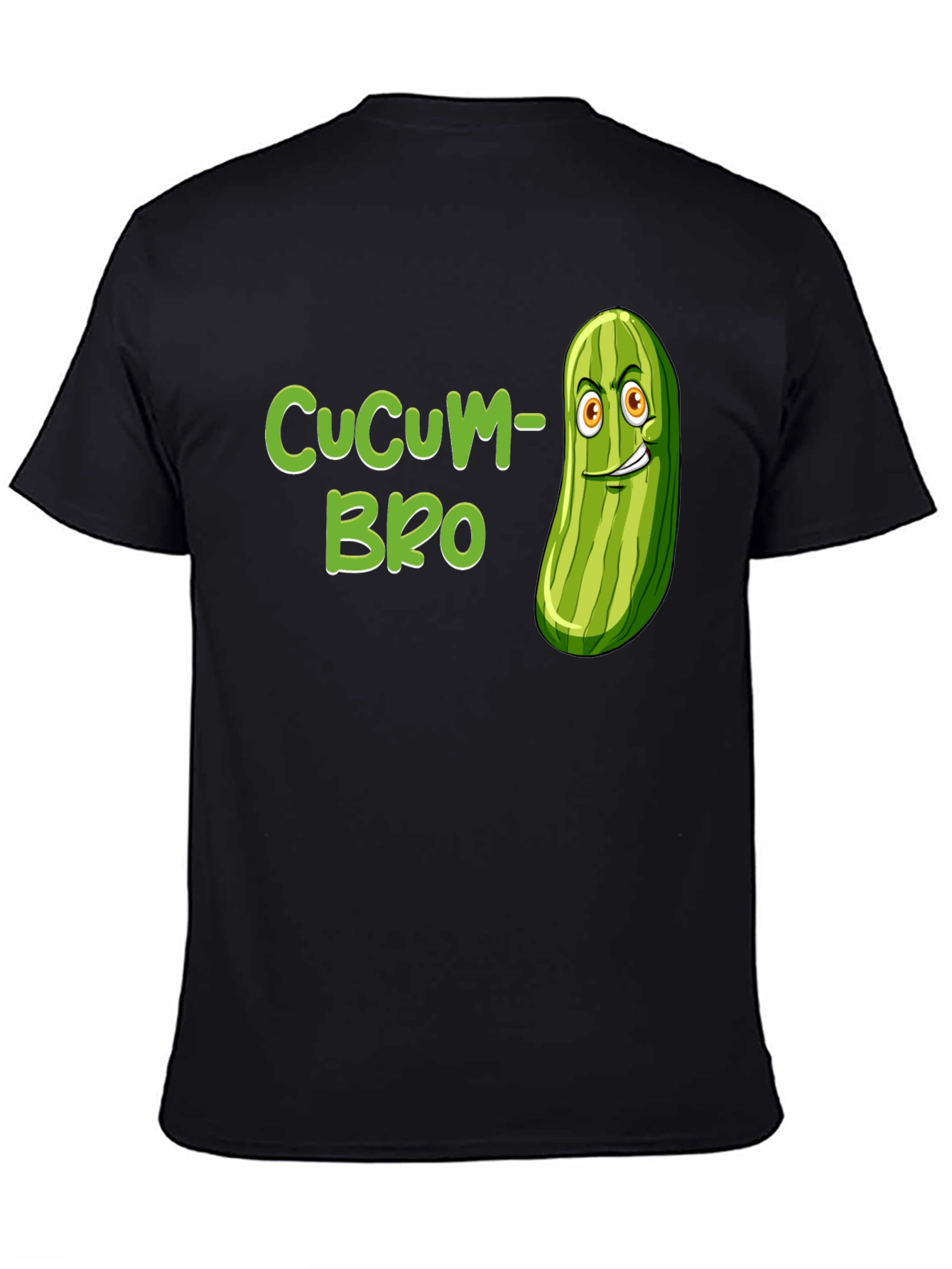 Black CuCUM-BRO Graphic Tee - Funny Cucumber Pun T-Shirt view 4