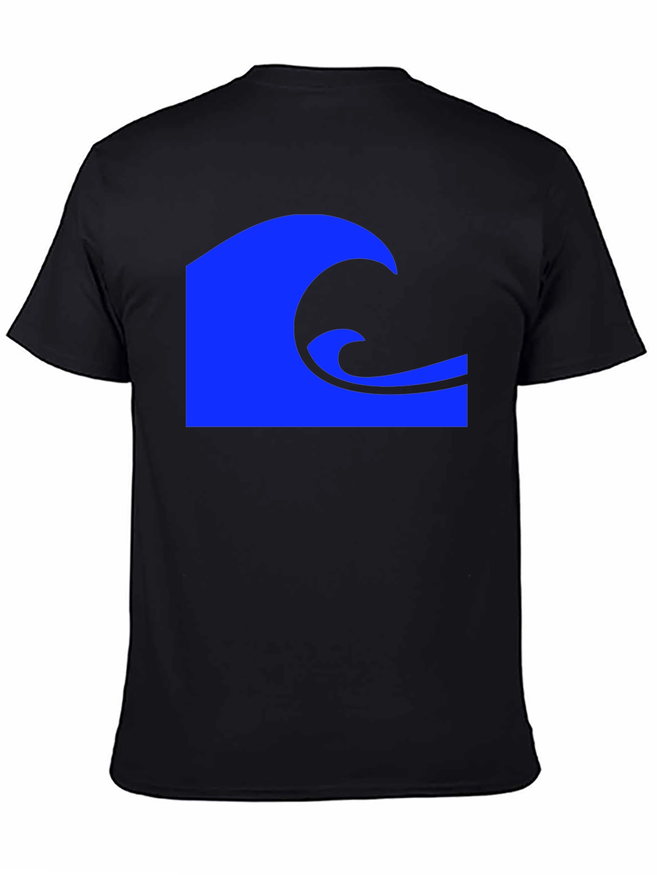 Black Blue Wave Graphic Black T-Shirt view 4