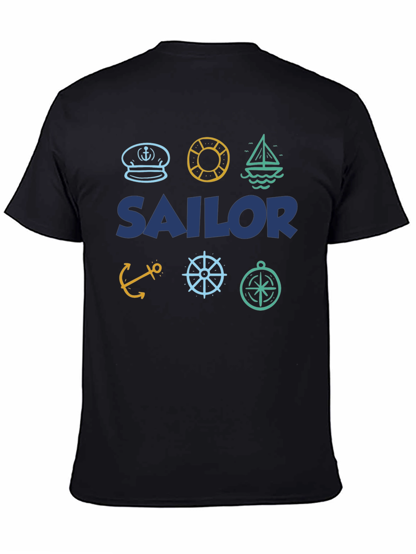 Black Sailor Themed T-Shirt | Nautical Design | Menswear view 4