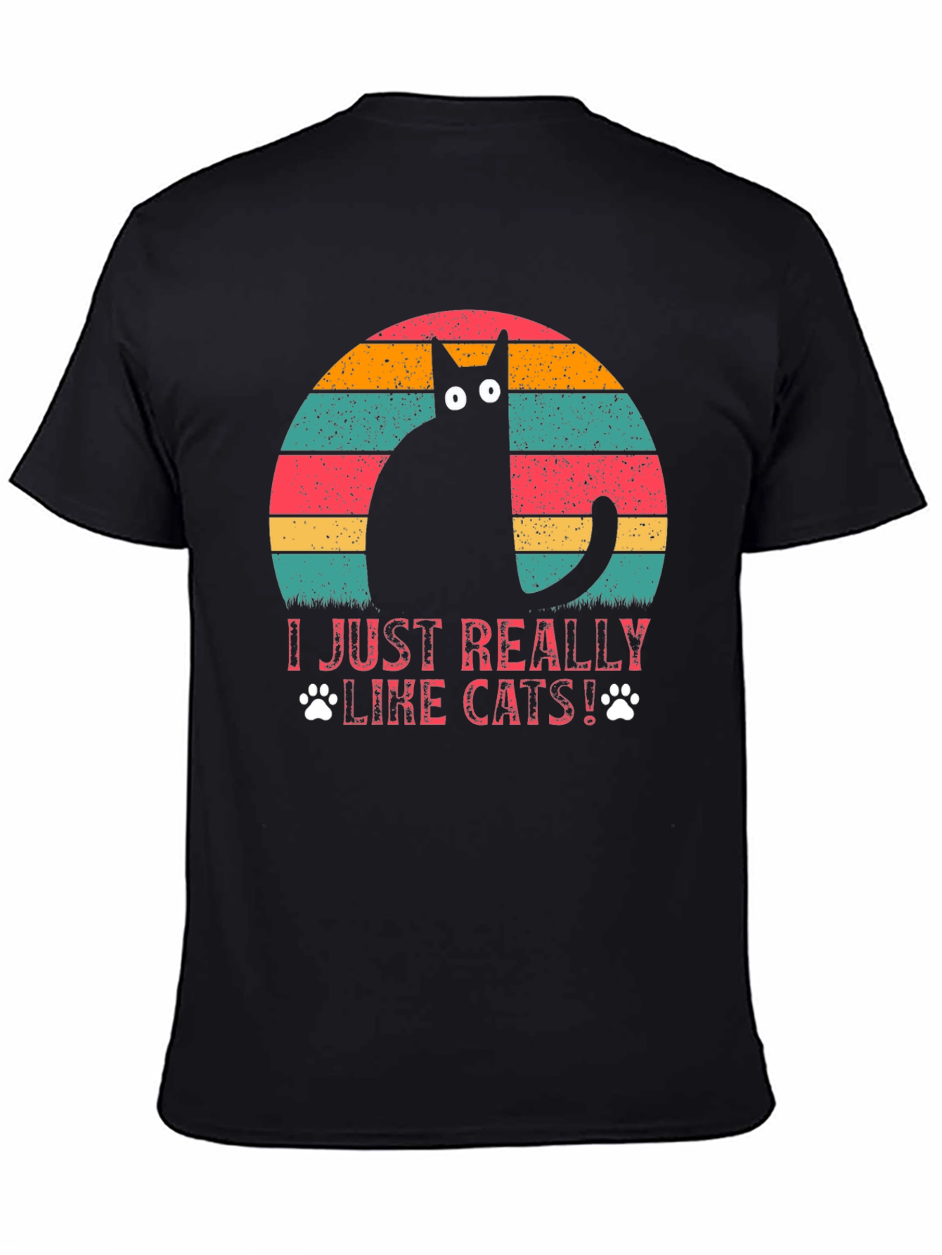 Black I Just Really Like Cats! T-Shirt view 4