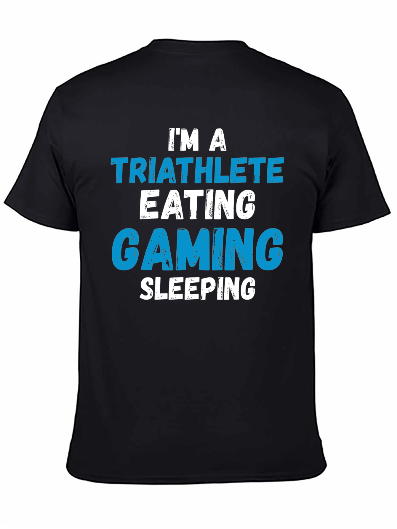Black Triathlete Gaming Sleeping T-Shirt - Funny Sport Tee view 4