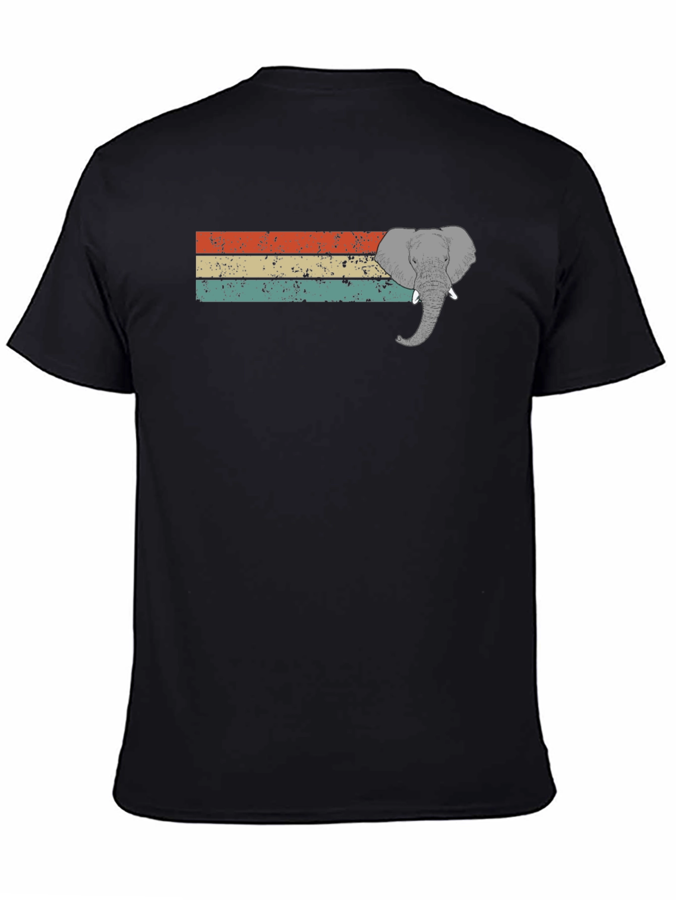 Black Retro Elephant Graphic T-Shirt - Unisex Style view 4
