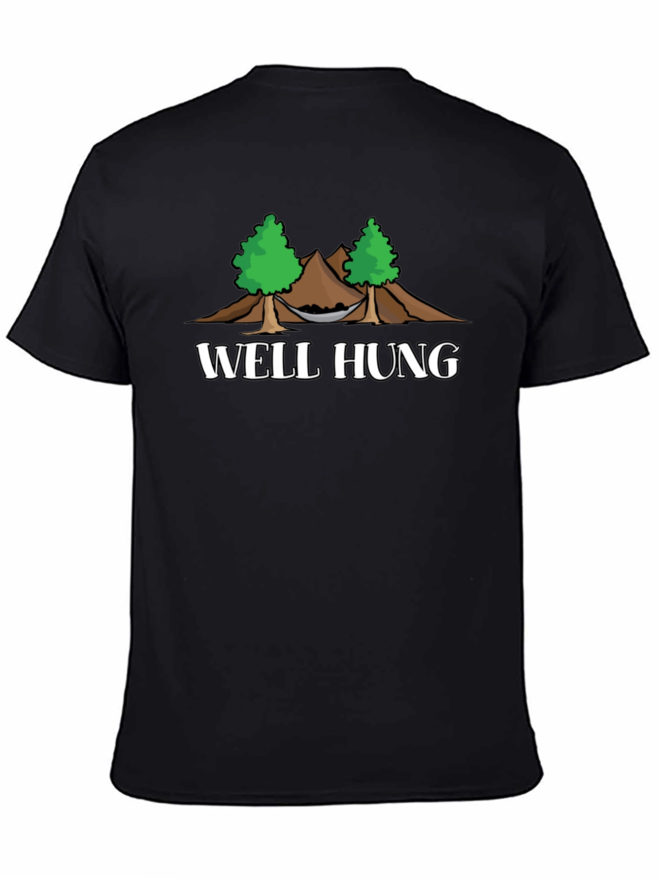 Black Well Hung Hammock T-Shirt - Funny Camping Graphic Tee view 4