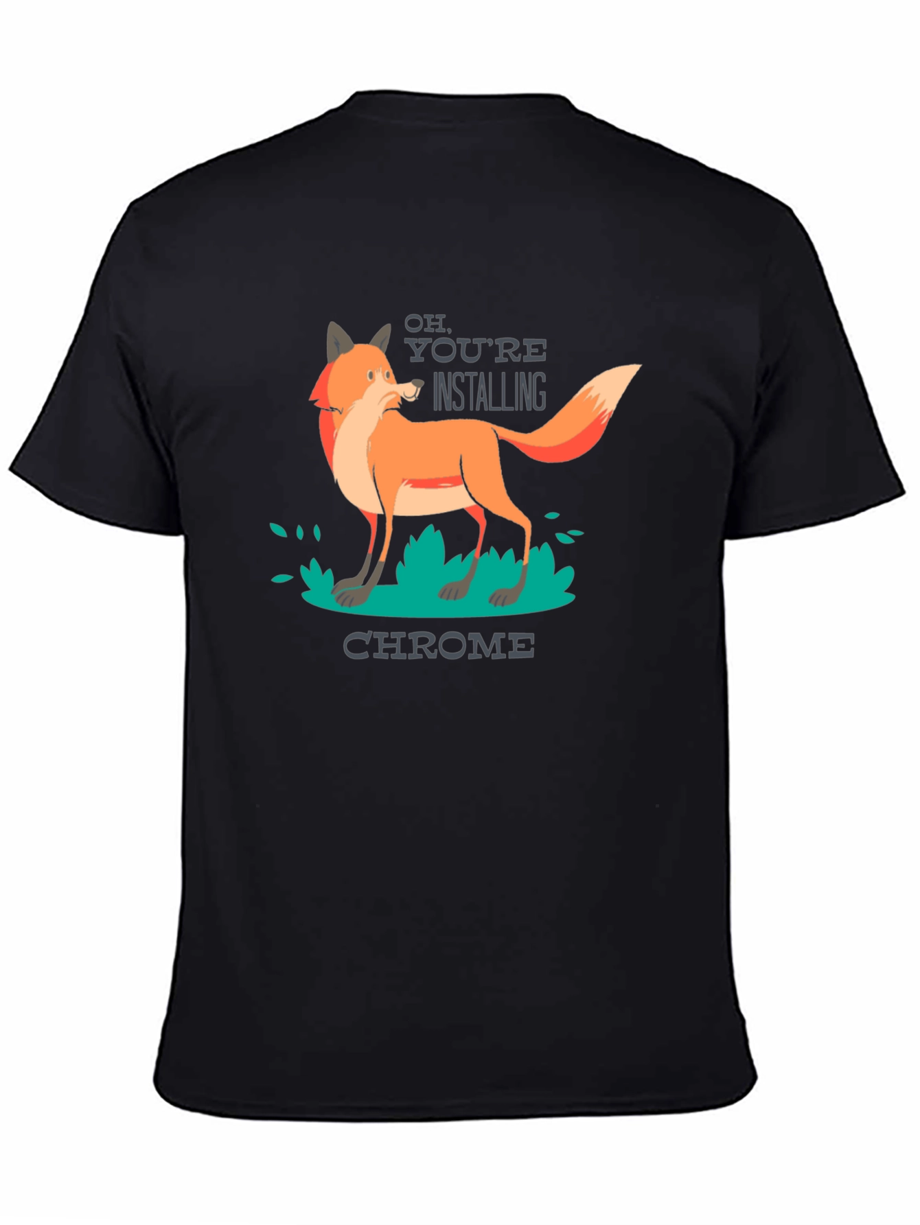 Black Funny Firefox Chrome T-Shirt view 4