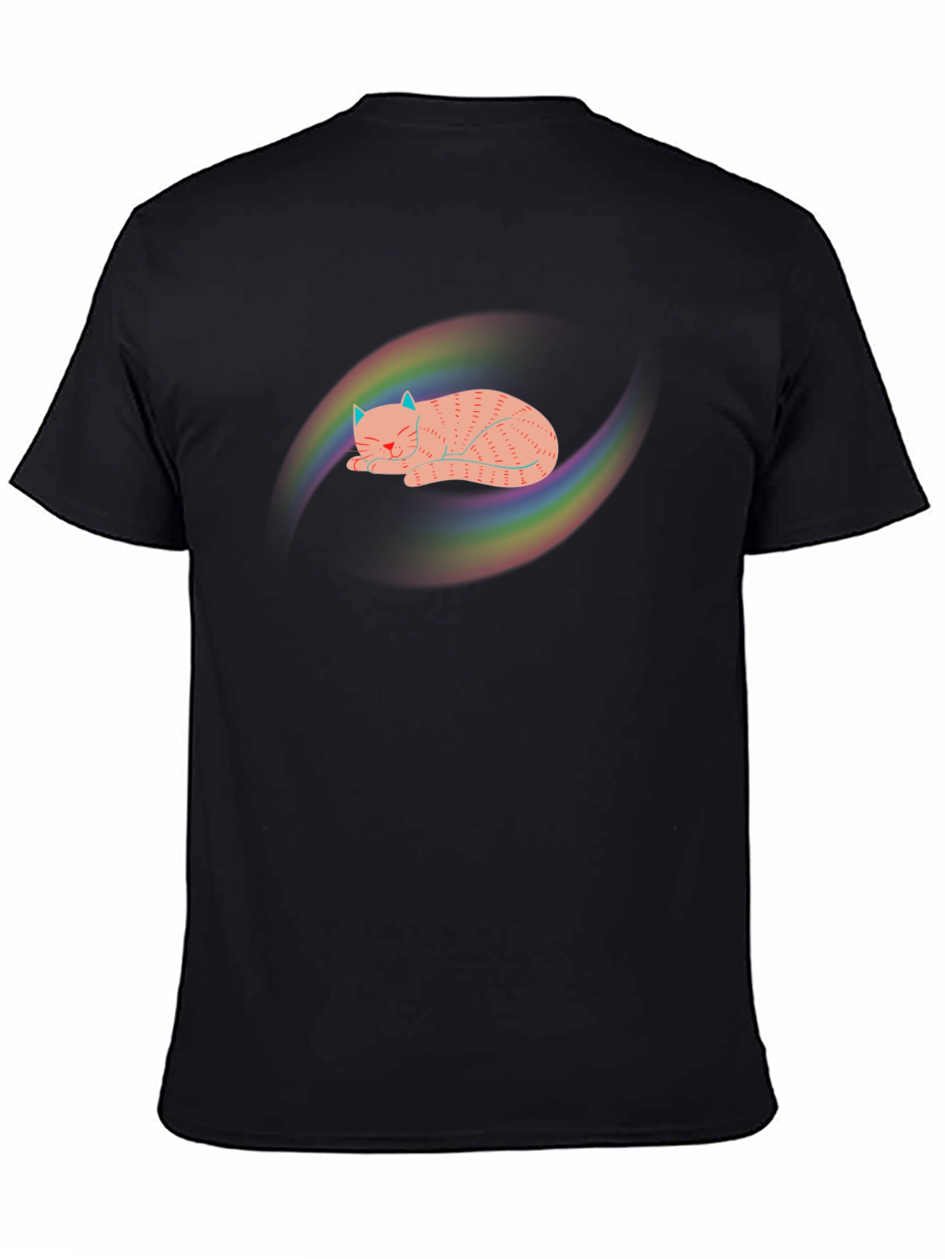 Black Rainbow Cat Graphic T-Shirt - Black view 4