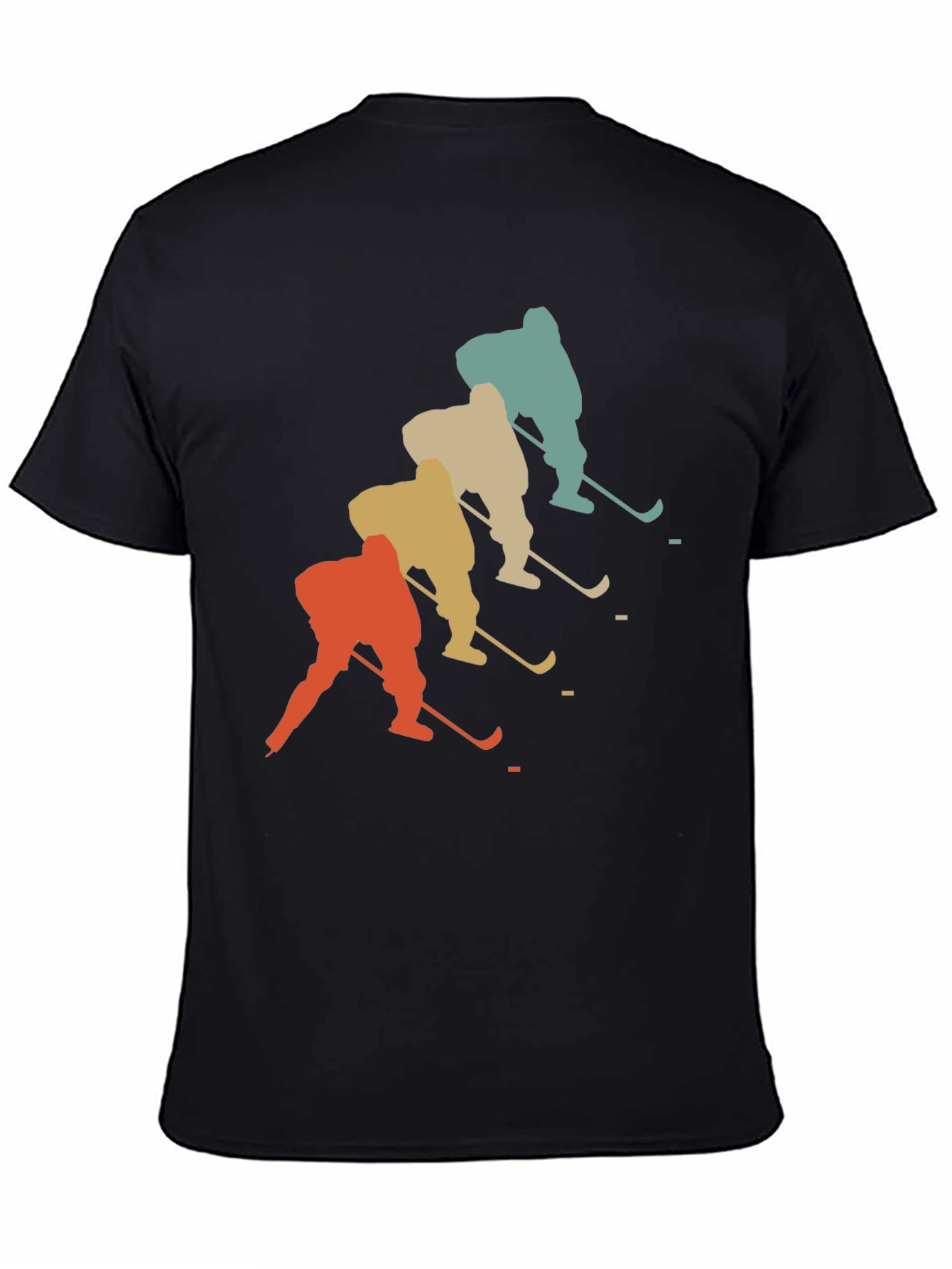 Black Vintage Hockey Player Graphic T-Shirt view 4