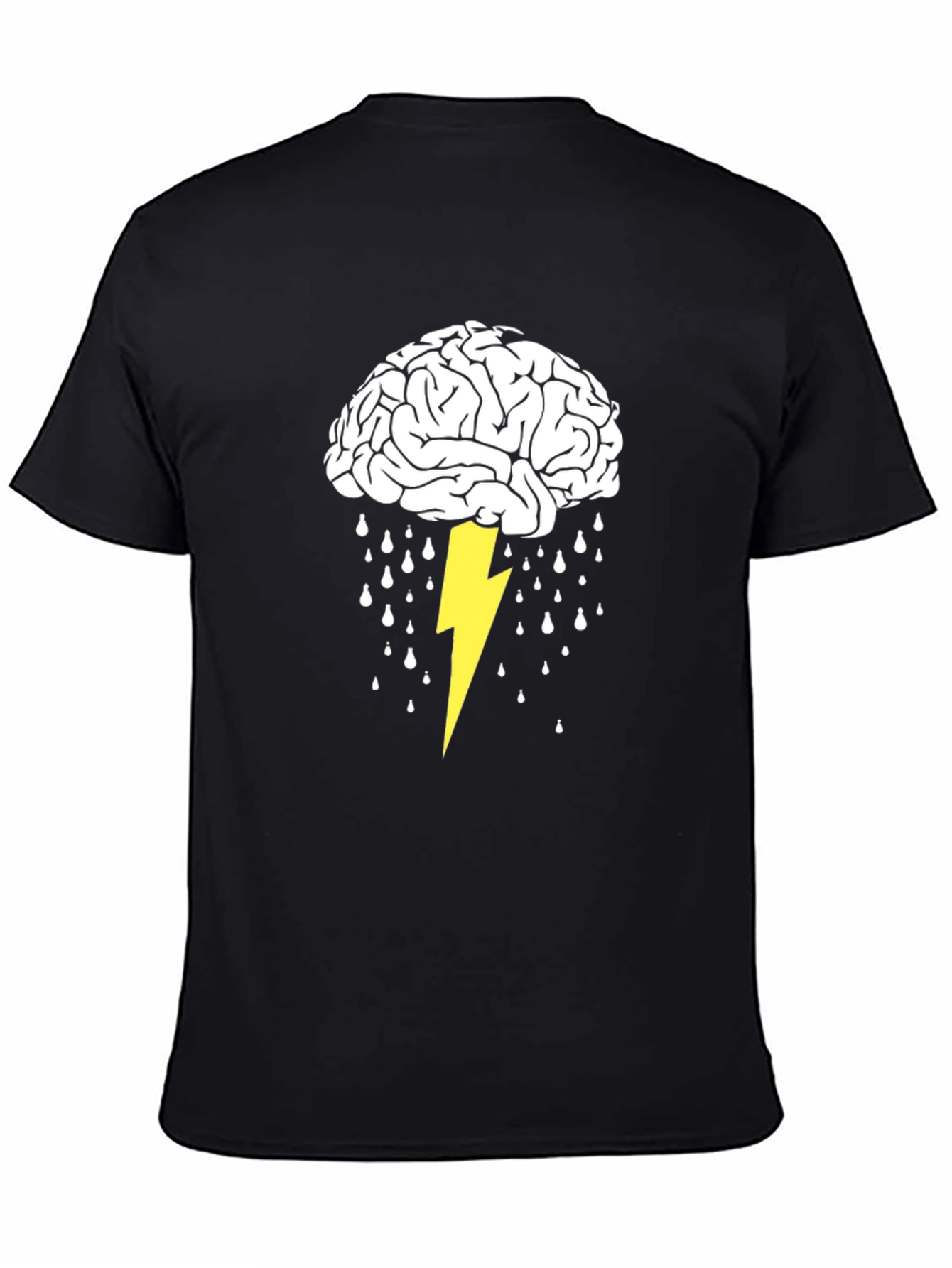 Black Brainstorm T-Shirt: Lightning Strikes Idea Graphic Tee view 4