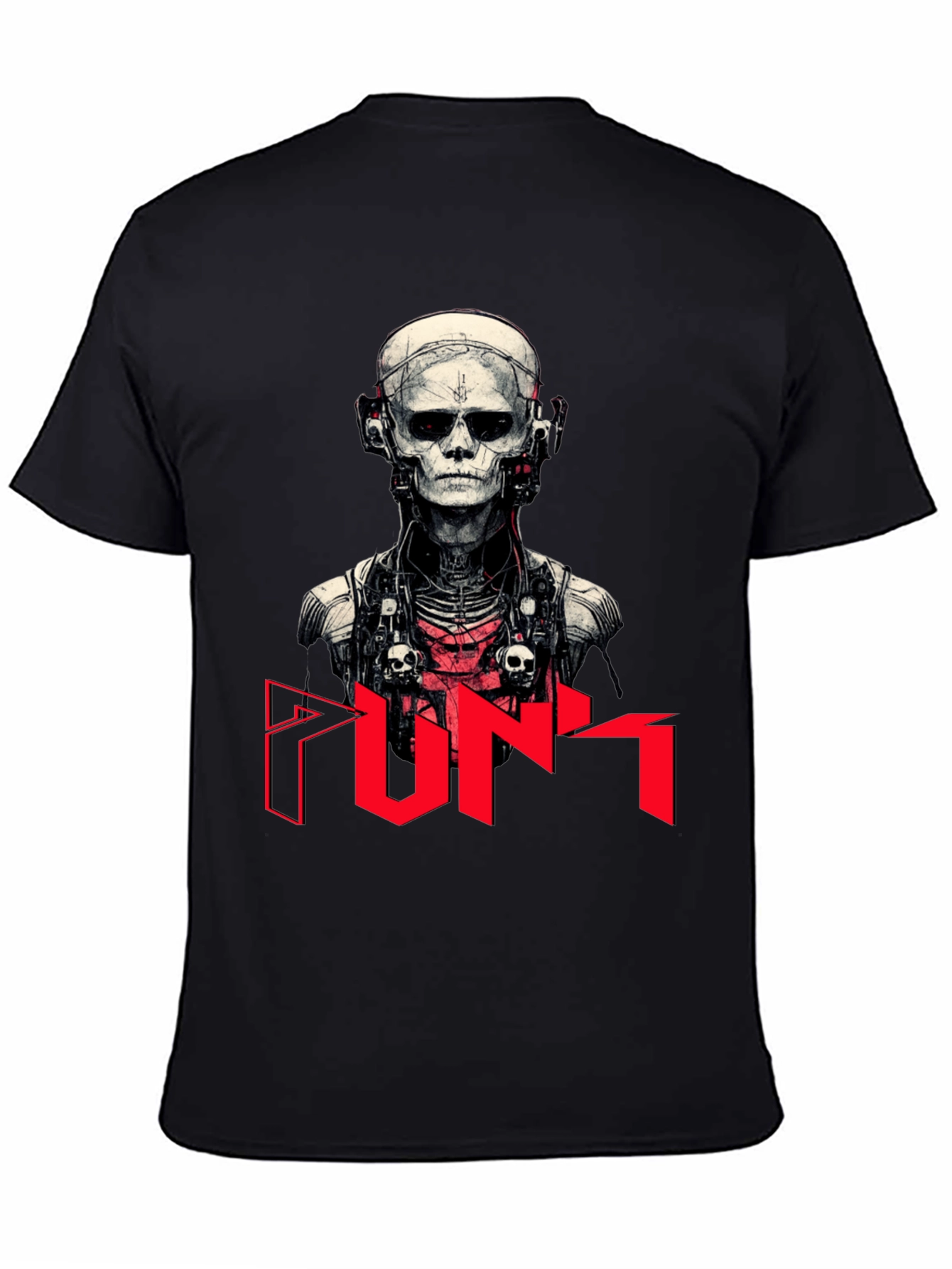 Black Cyberpunk Skeleton Graphic Tee view 4