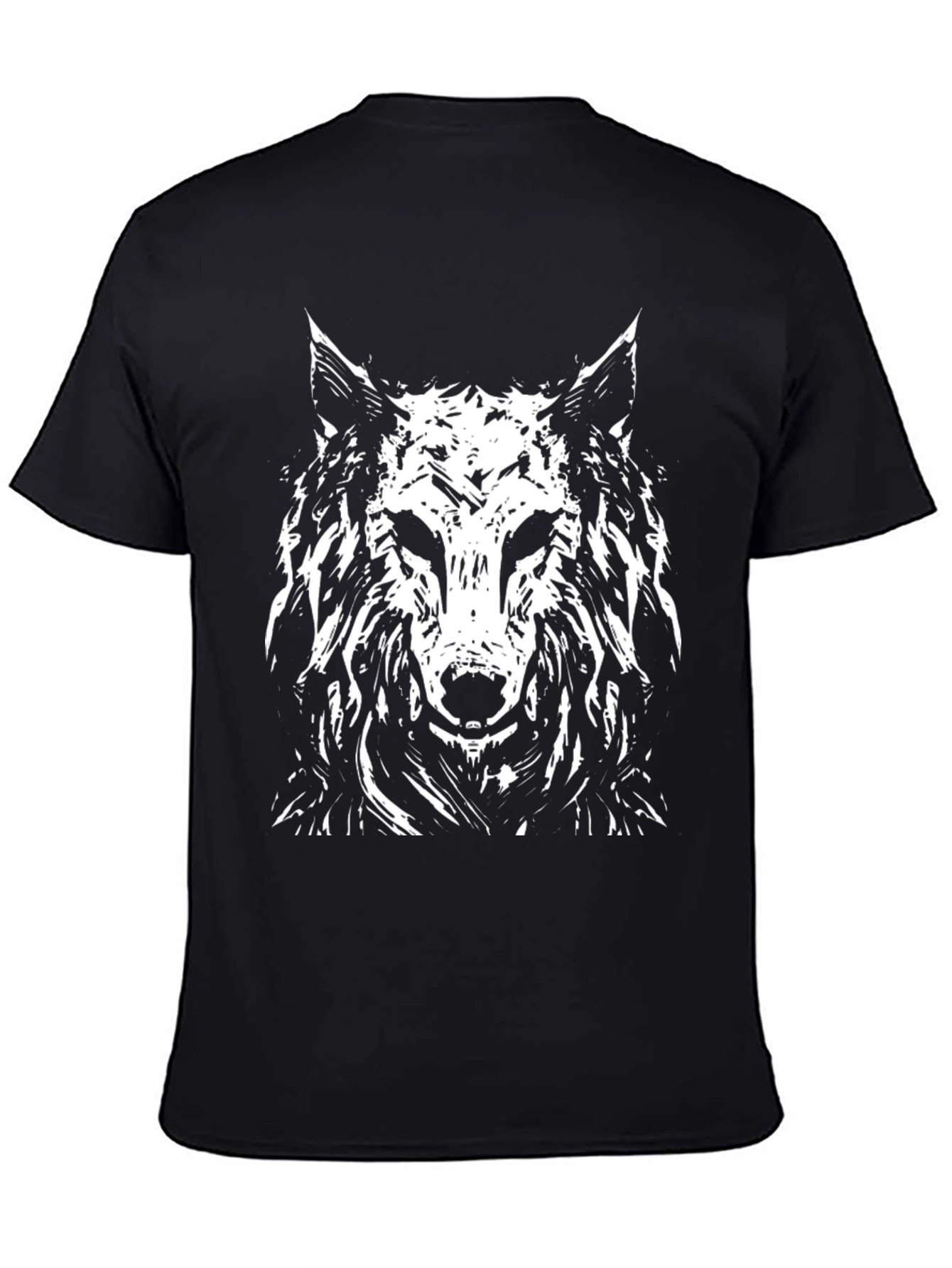 Black Wolf Graphic T-Shirt - Black Cotton Tee view 4