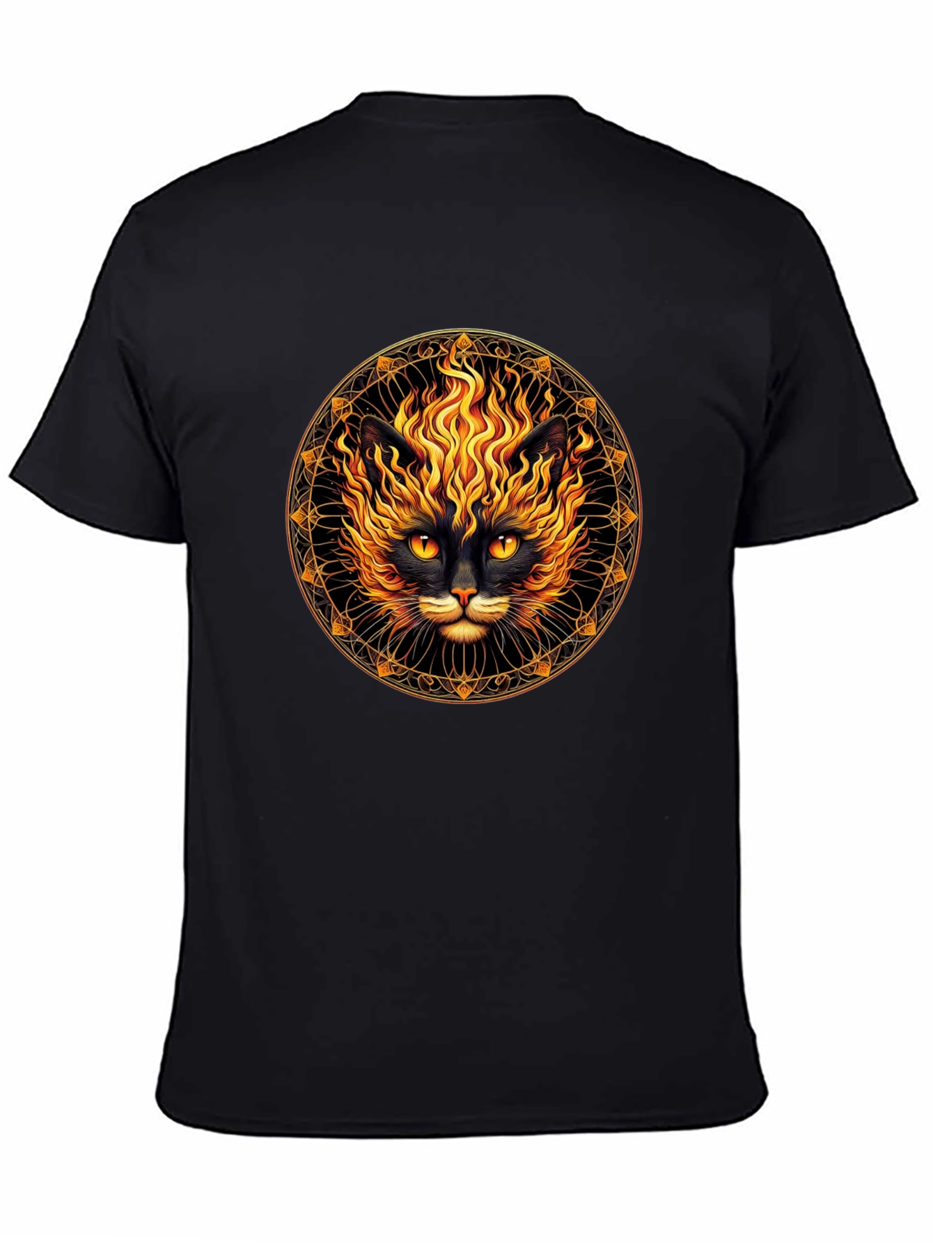 Black Fiery Cat Graphic T-Shirt - Black view 4