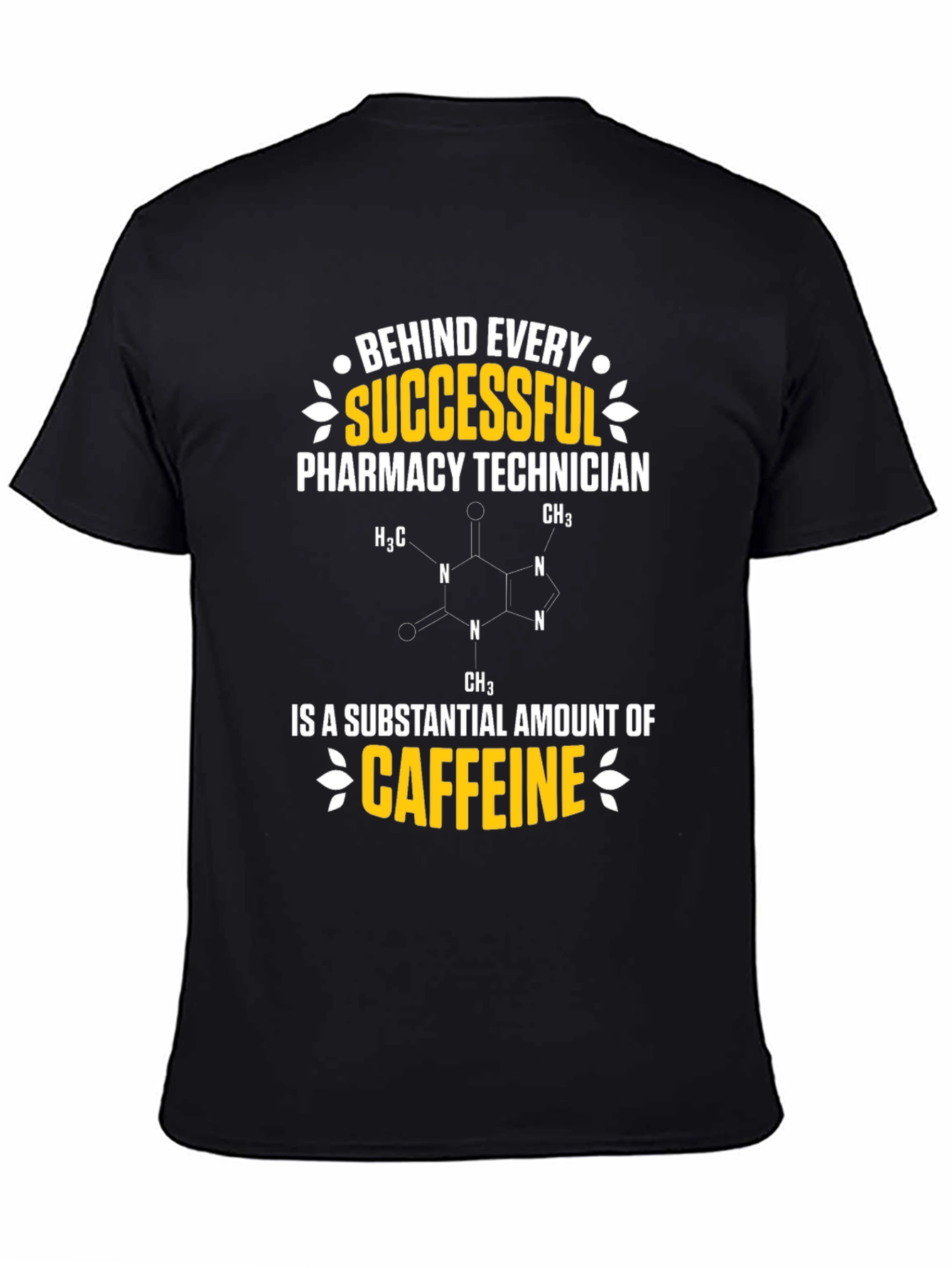 Black Pharmacy Technician Caffeine T-Shirt view 4