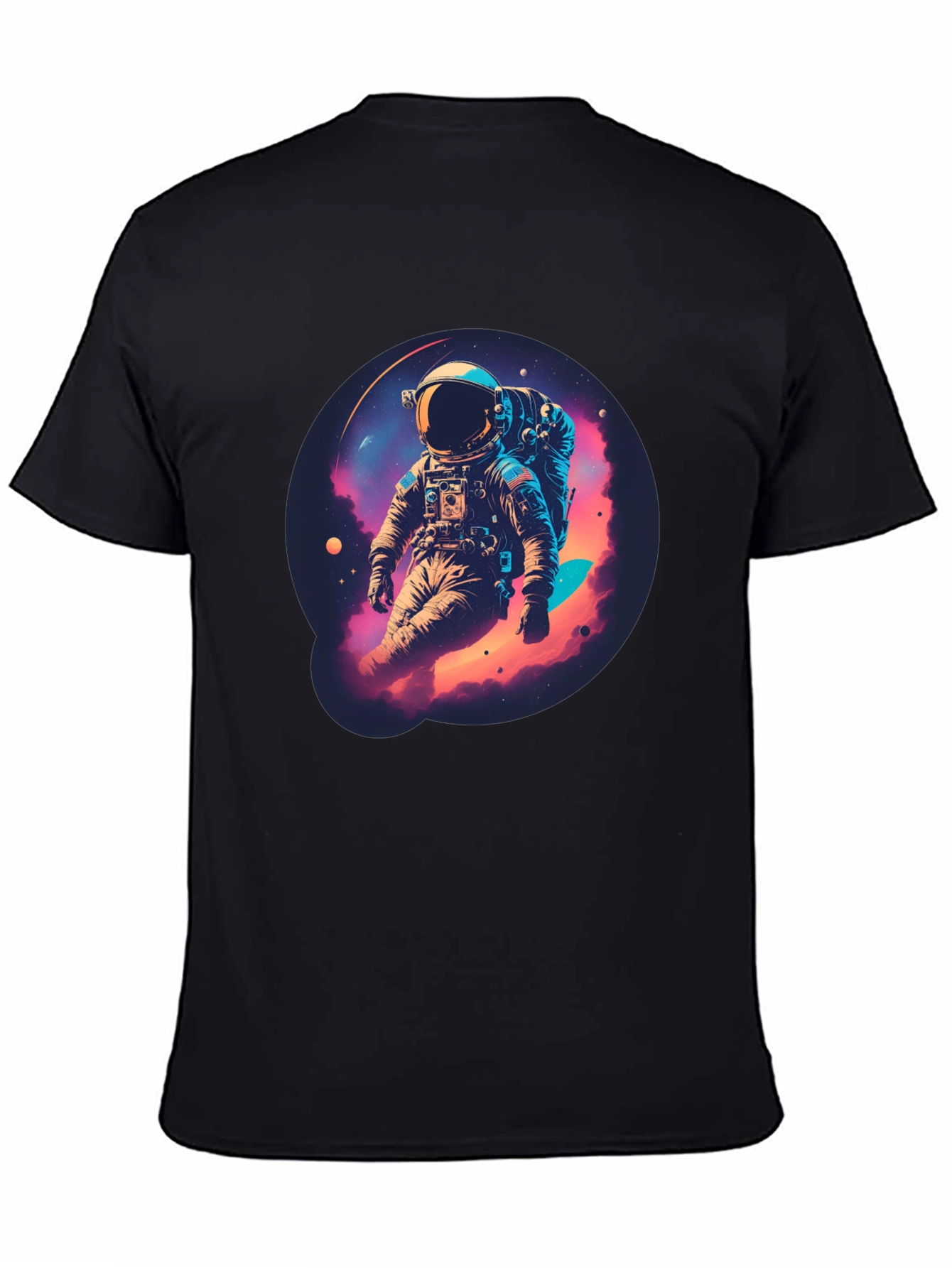 Black Astronaut Galaxy Black T-Shirt view 4