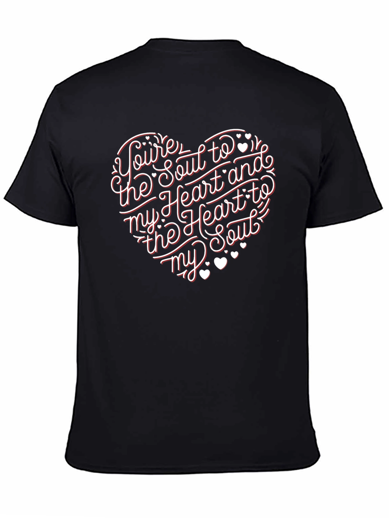 Black Soul to Heart T-Shirt - Romantic Graphic Tee view 4