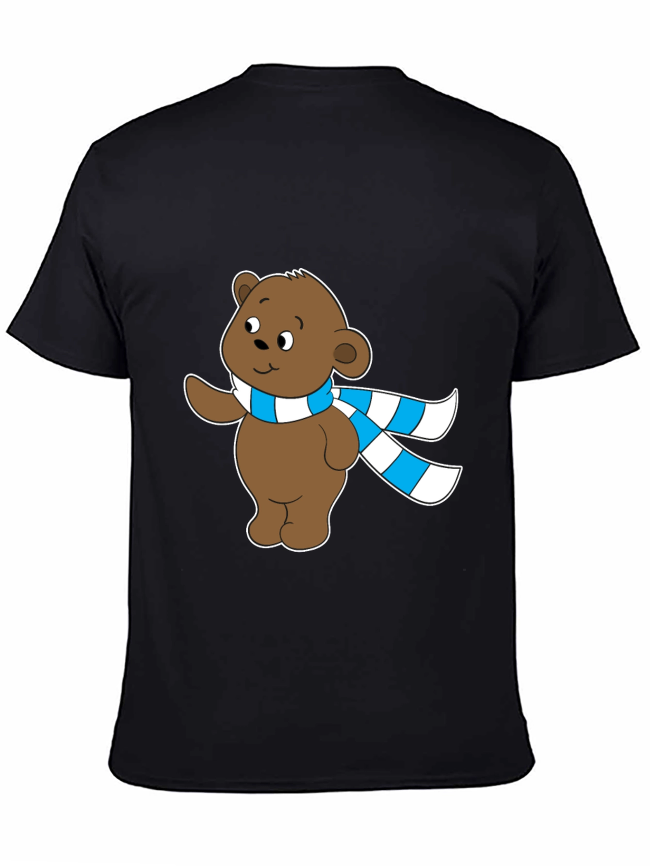 Black Cute Bear Scarf T-Shirt view 4
