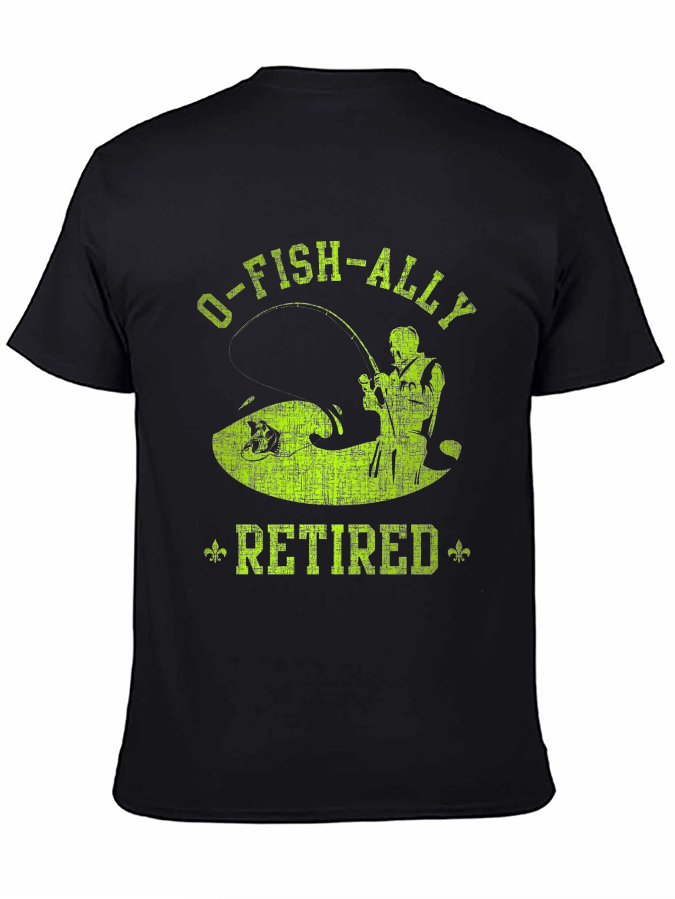 Black O-FISH-ALLY Retired Fishing T-Shirt view 4