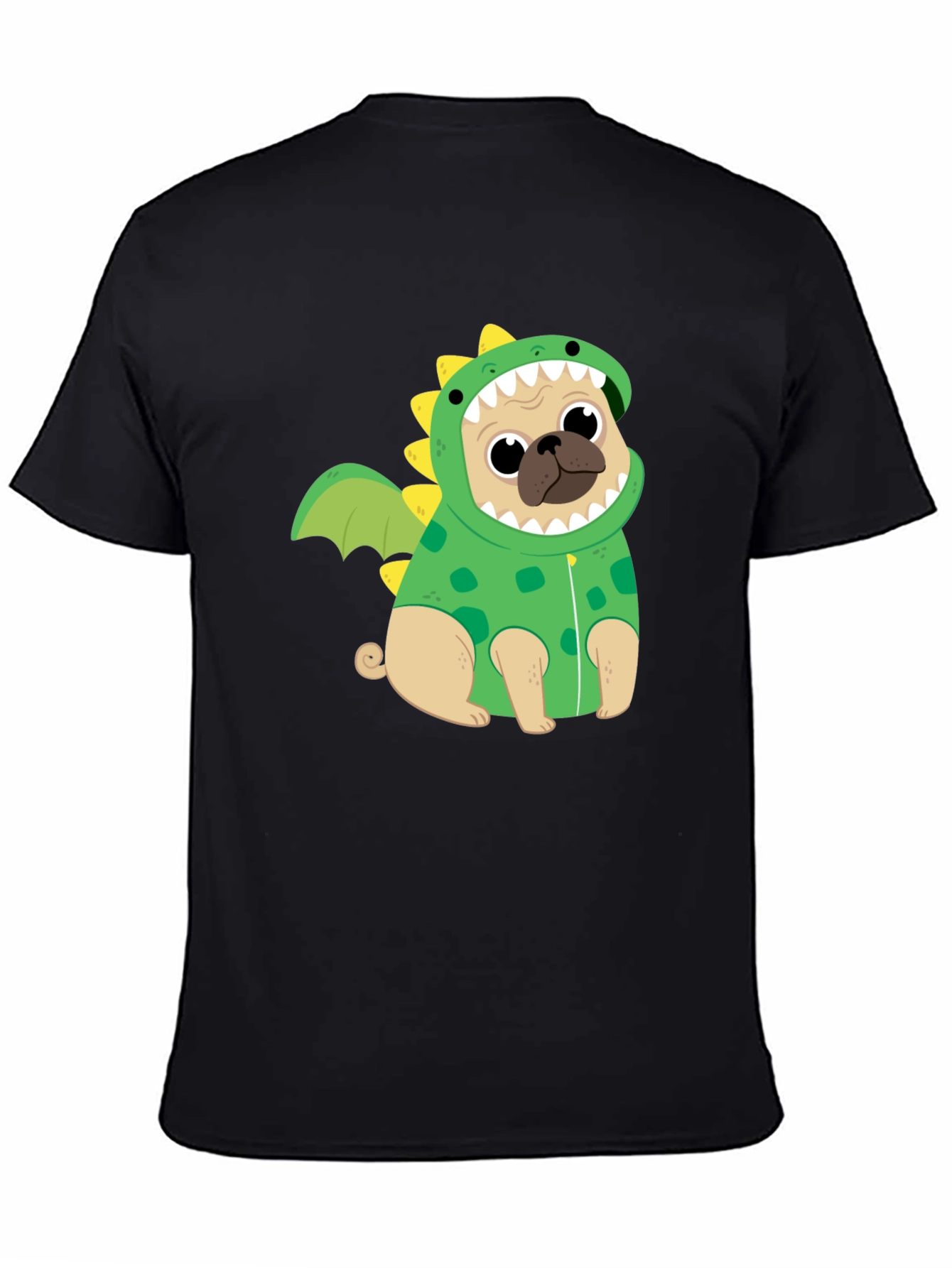 Black Pug Dinosaur Costume T-Shirt view 4