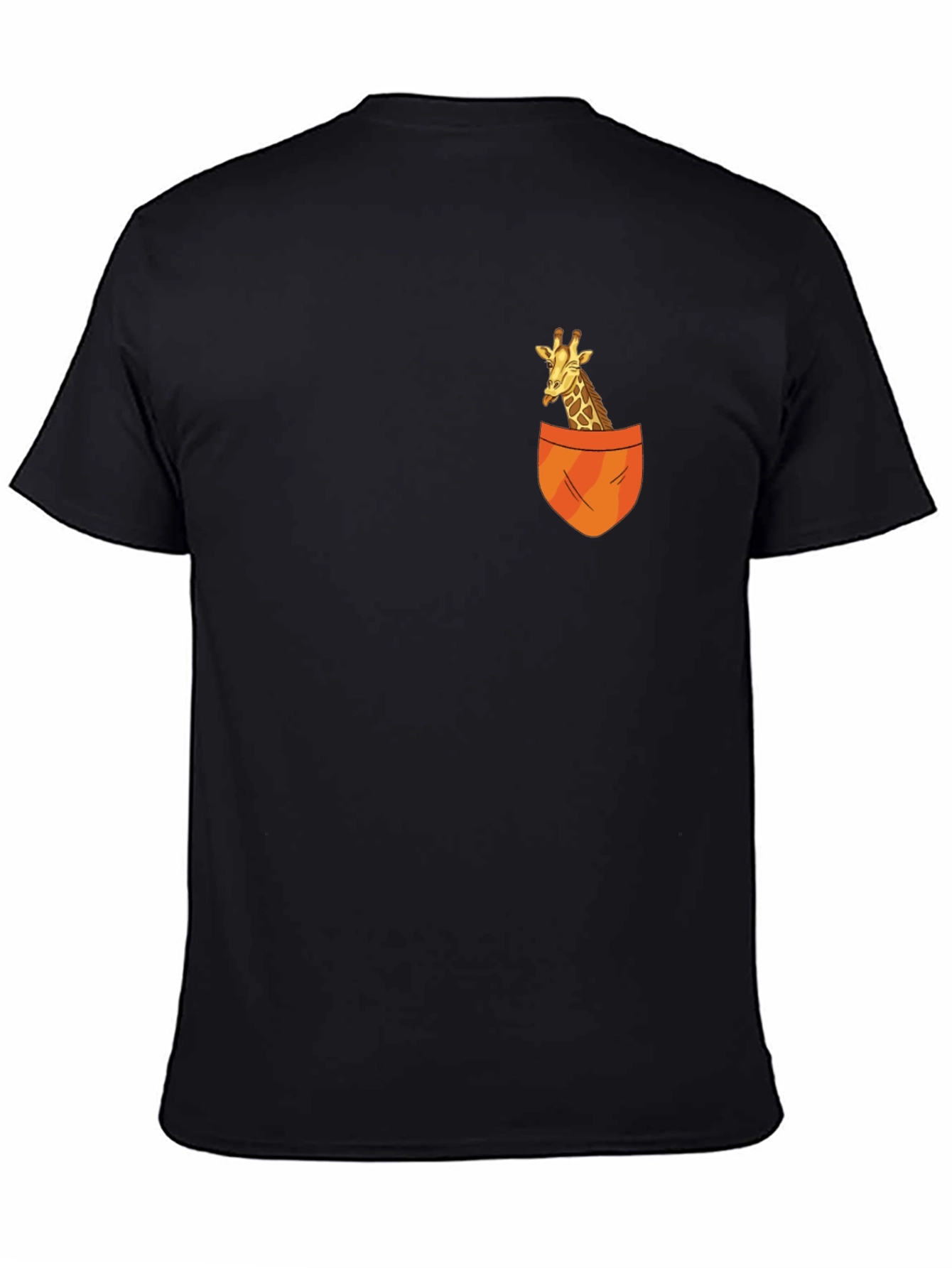 Black Giraffe Pocket T-Shirt - Novelty Animal Tee view 4