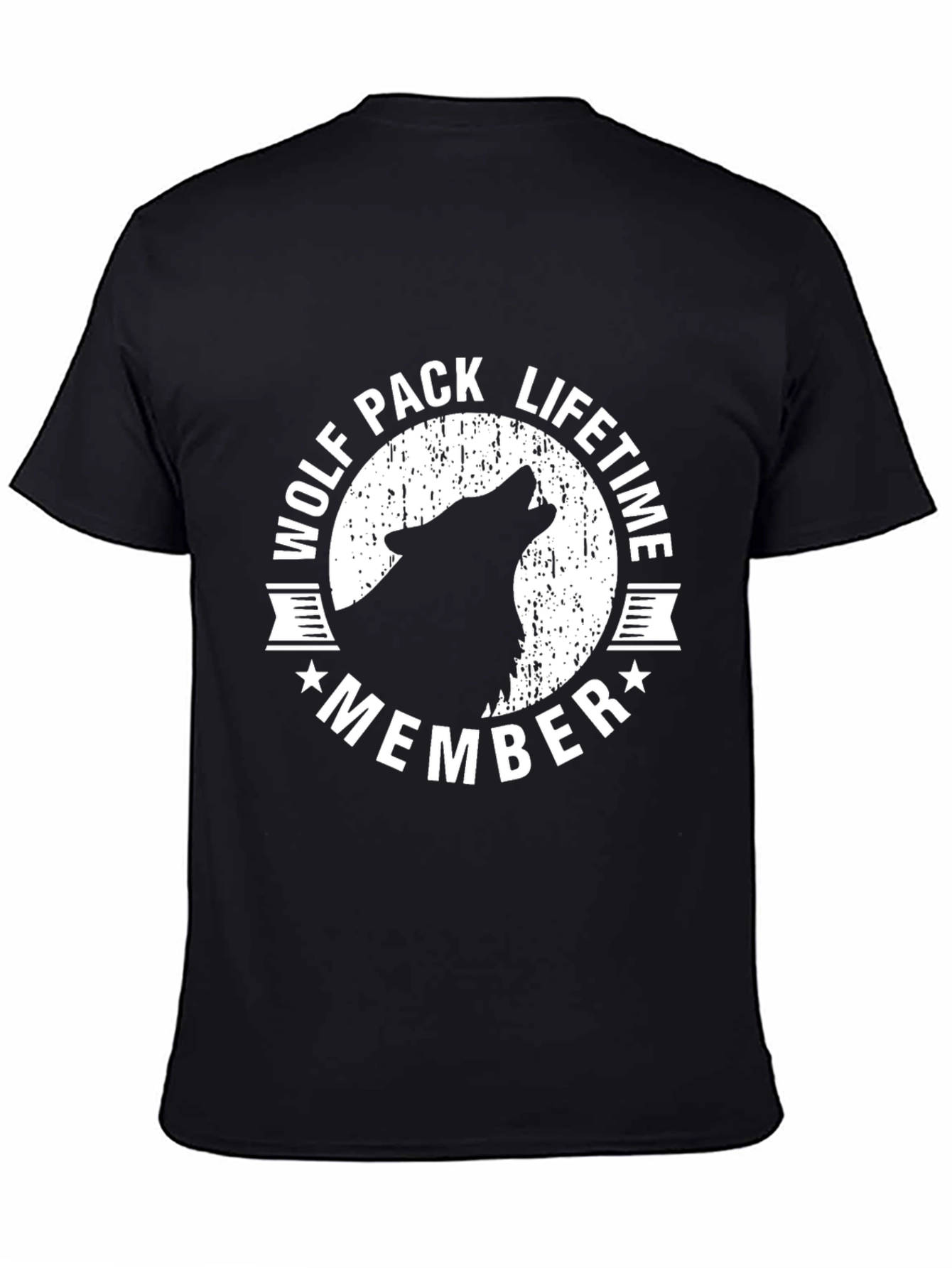 Black Wolf Pack Lifetime Member T-Shirt - Black view 4