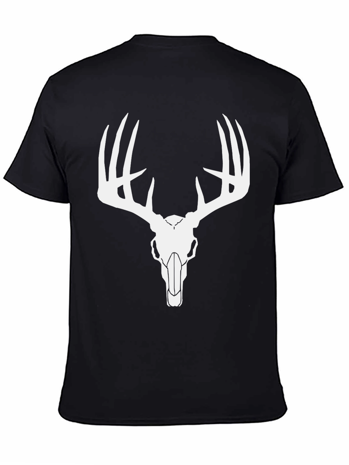 Black Men's Black Deer Skull Graphic T-Shirt view 4