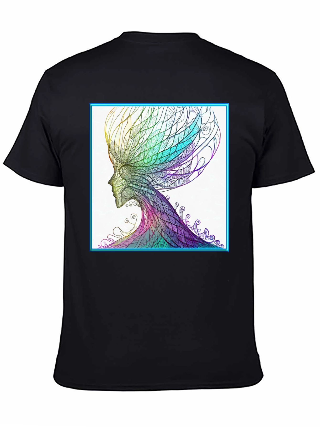 Black Abstract Art Tee - Colorful Head Design view 4