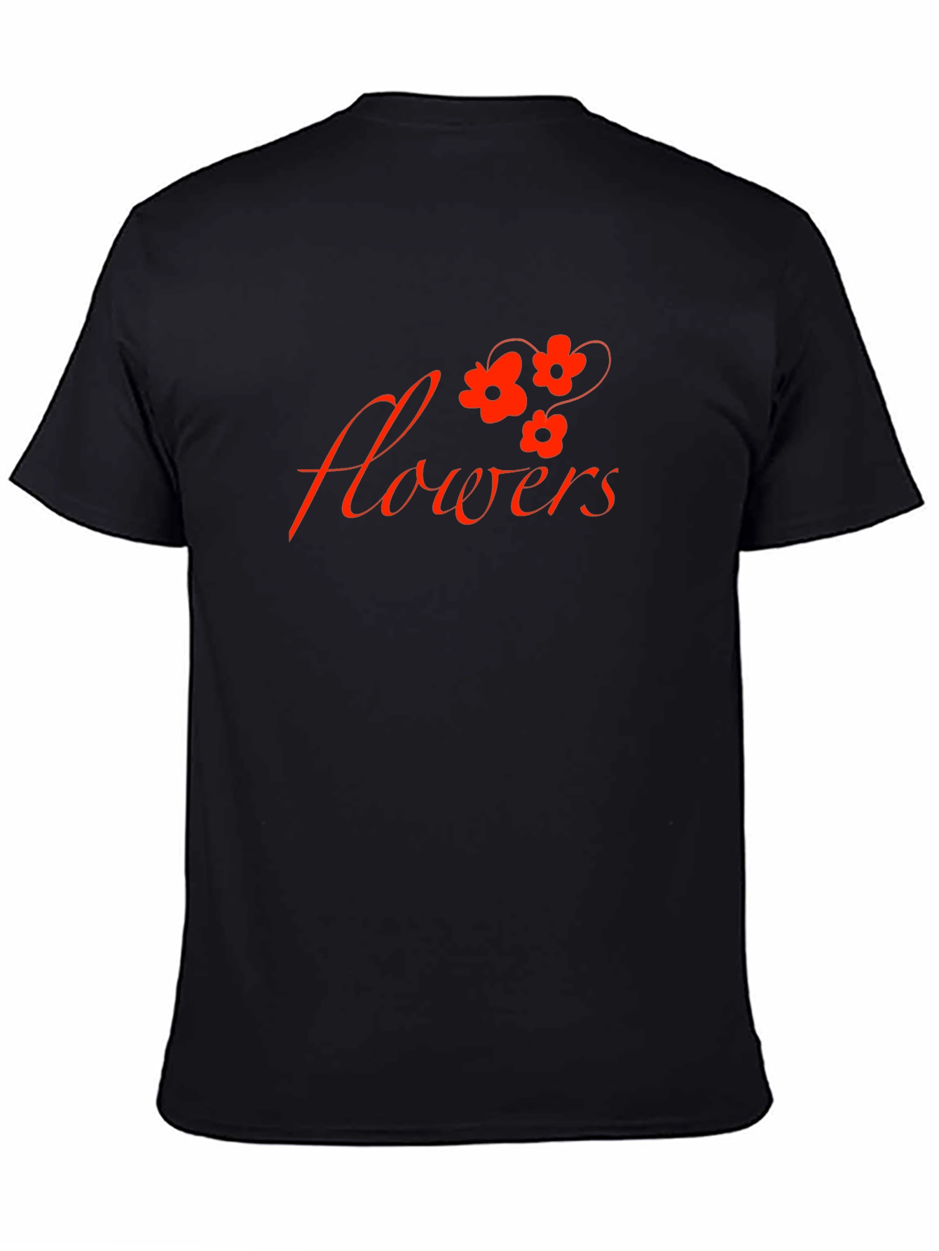 Black Black T-Shirt with 'Flowers' Graphic view 4