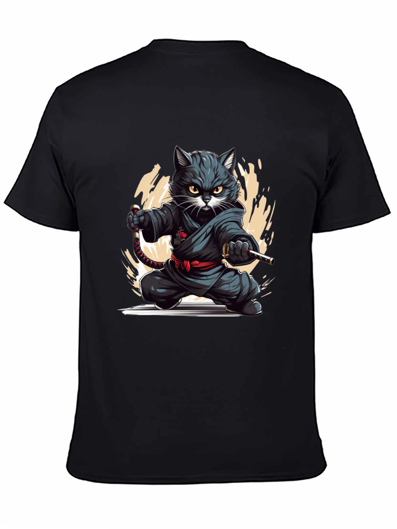 Black Ninja Cat Graphic Tee - Black T-Shirt view 4