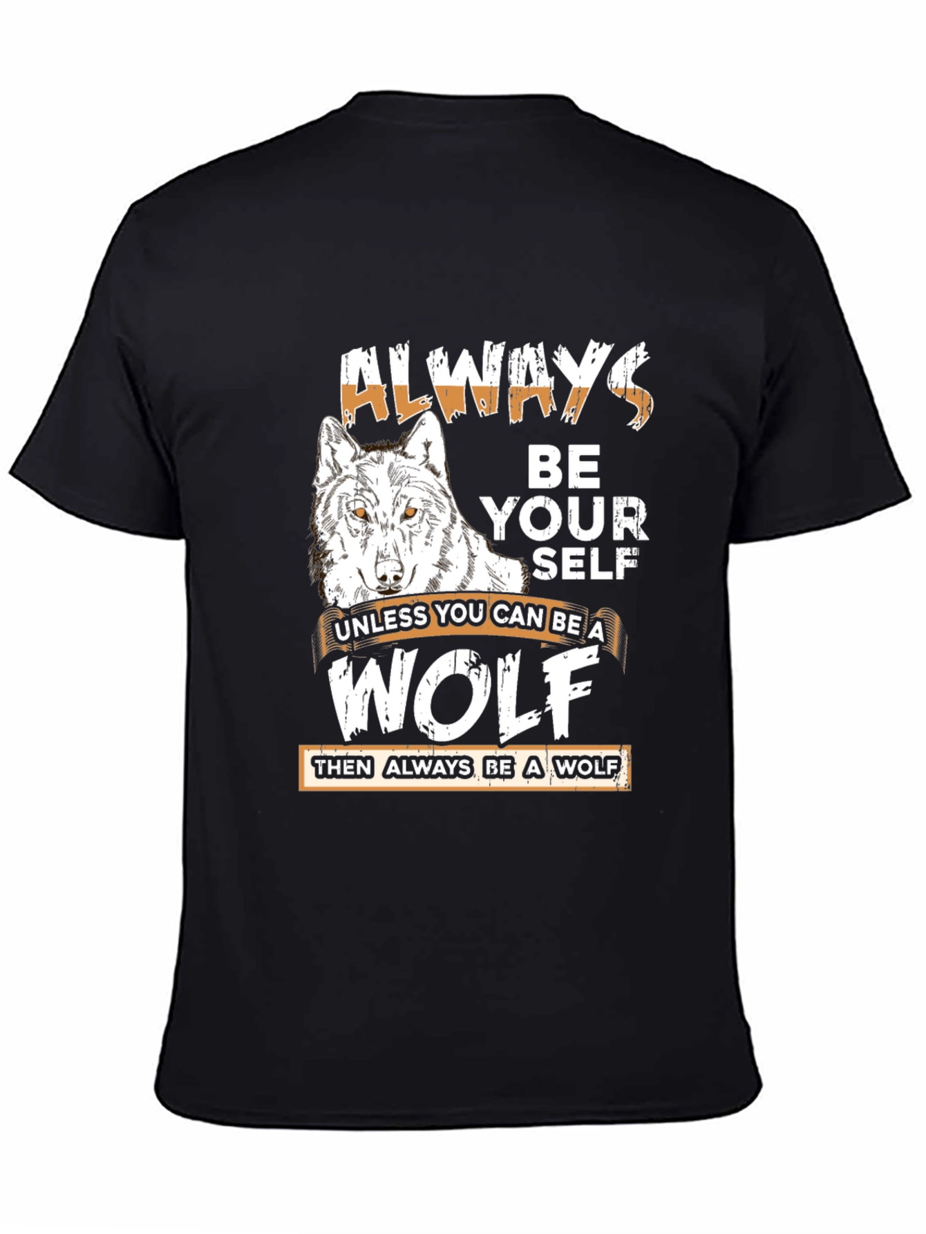 Black Always Be Yourself Wolf Graphic Tee view 4