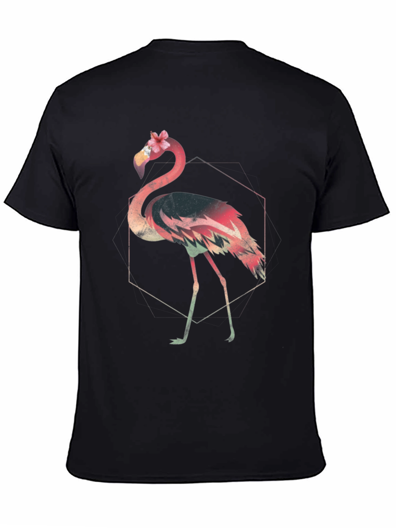 Black Floral Flamingo Graphic Tee - Modern Style view 4