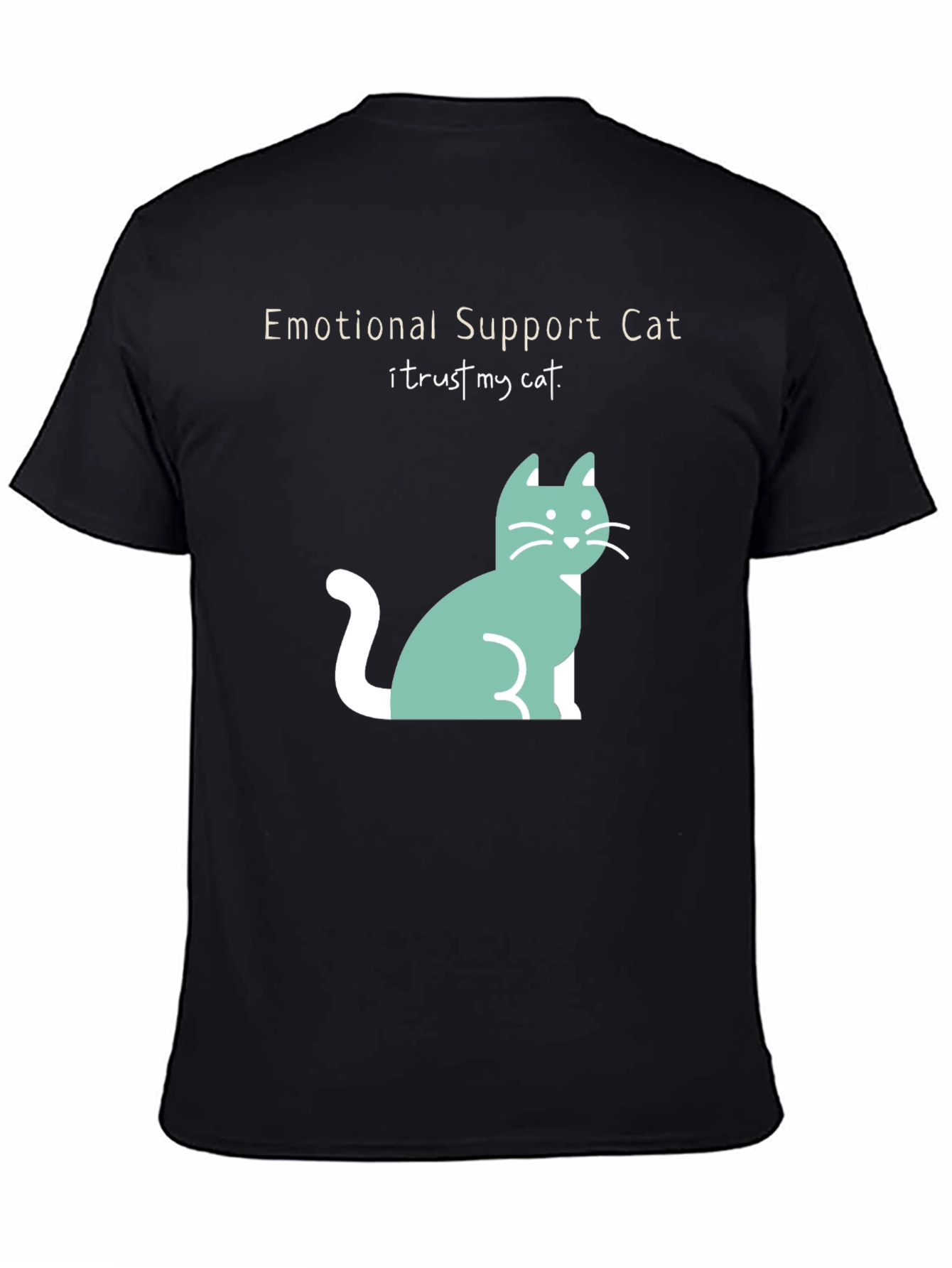Black Emotional Support Cat T-Shirt - I Trust My Cat! view 4