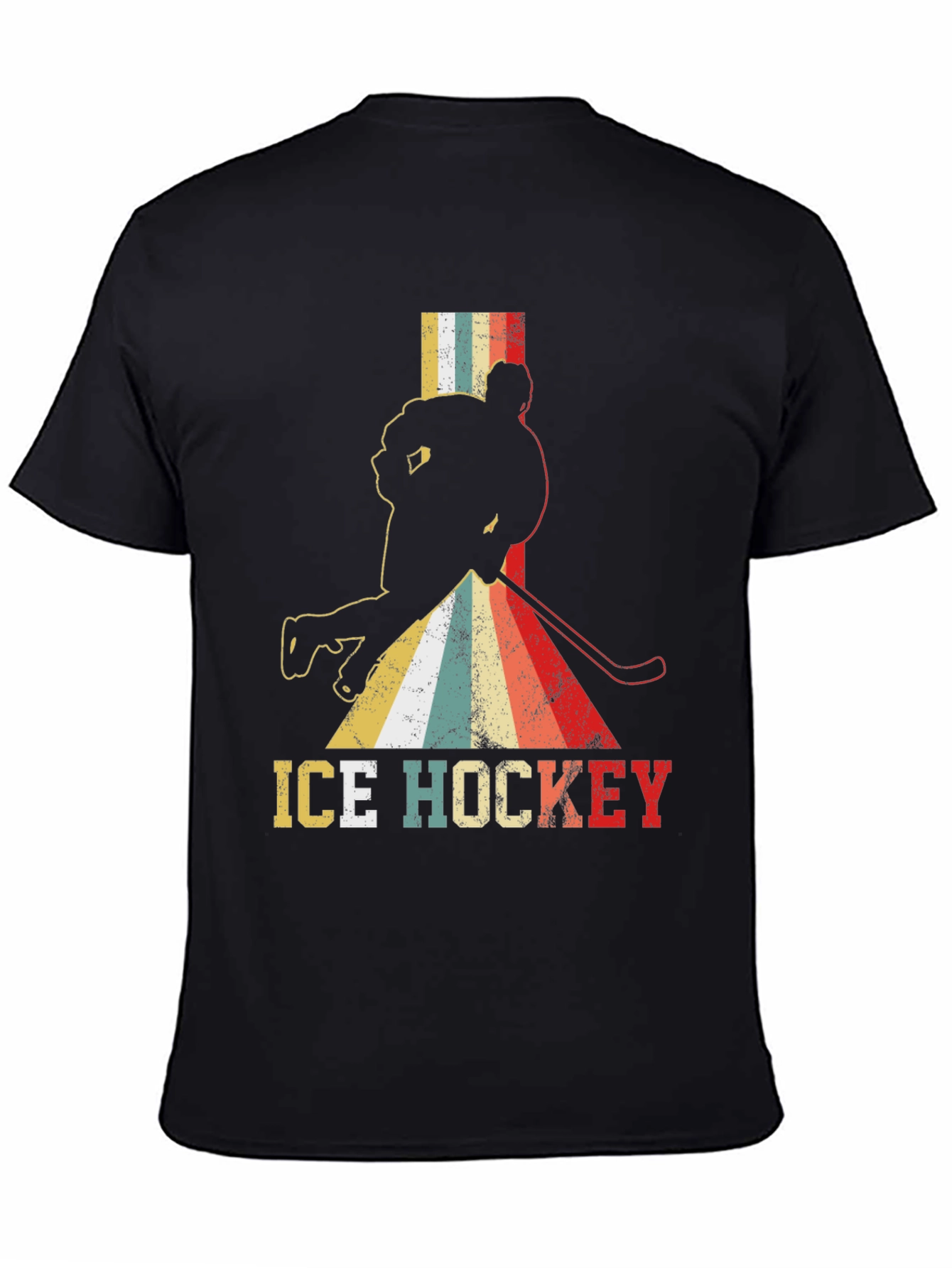 Black Retro Ice Hockey T-Shirt - Vintage Style Tee view 4