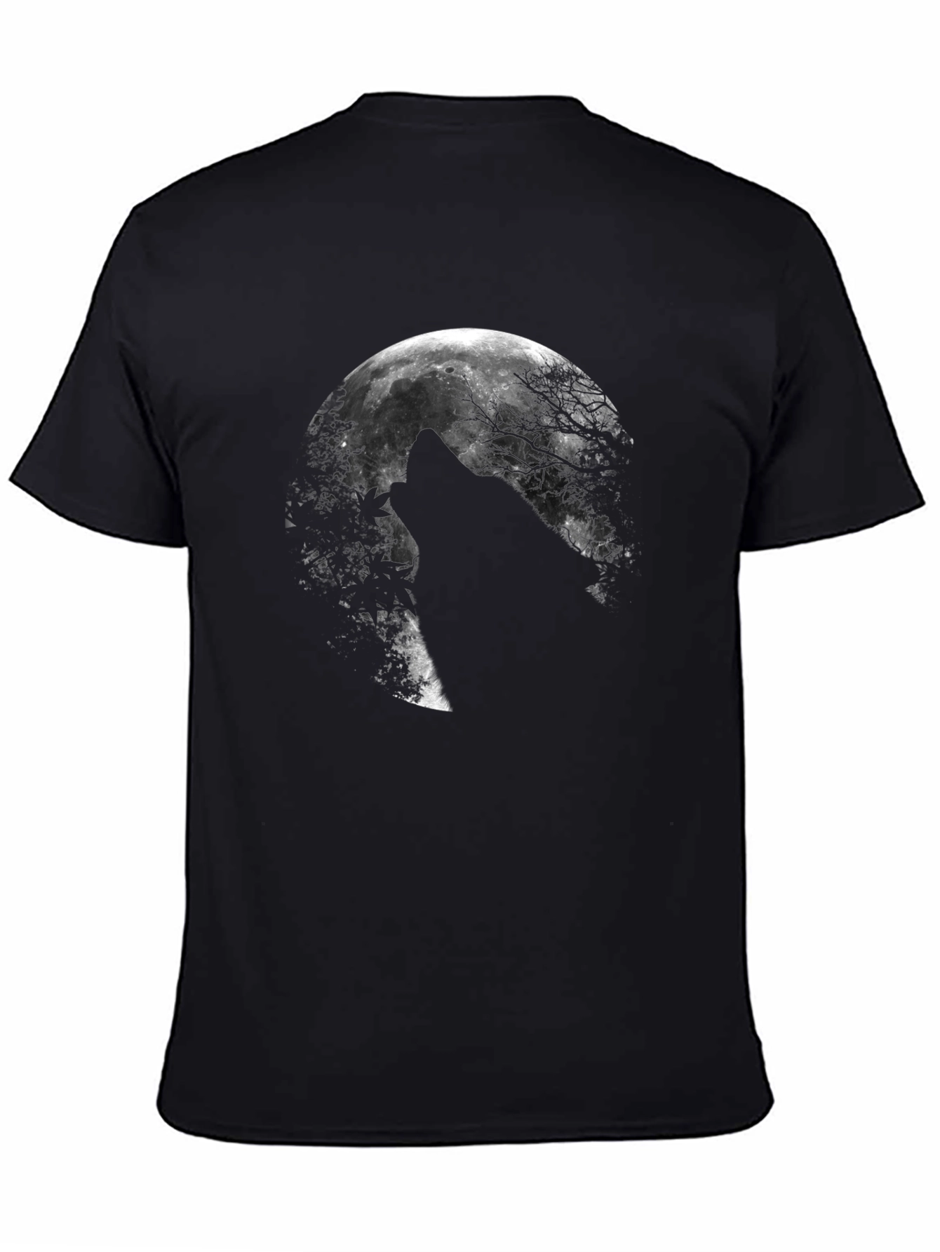 Black Wolf Moon Graphic T-Shirt - Black Cotton Tee view 4