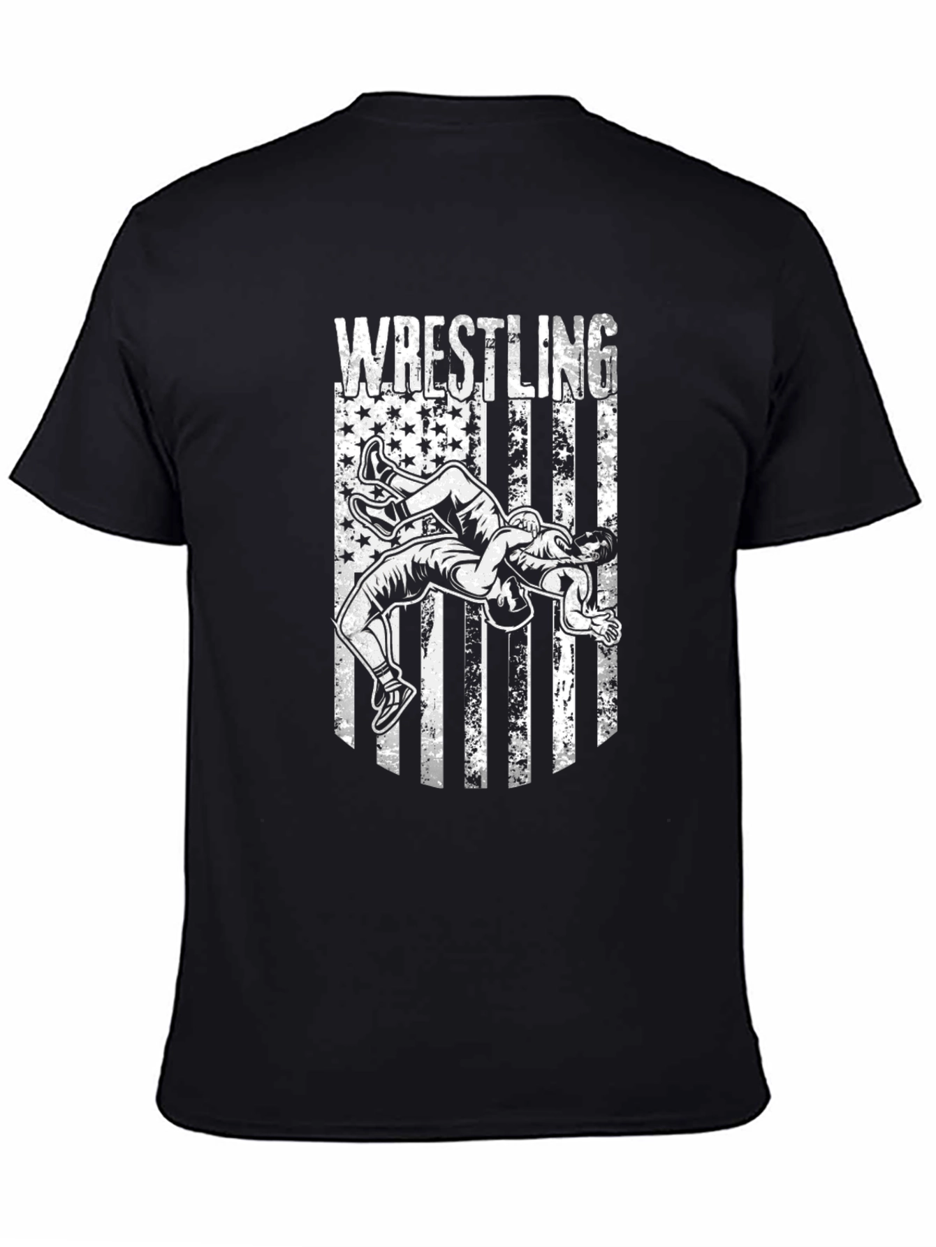 Black Wrestling USA Flag Graphic T-Shirt view 4